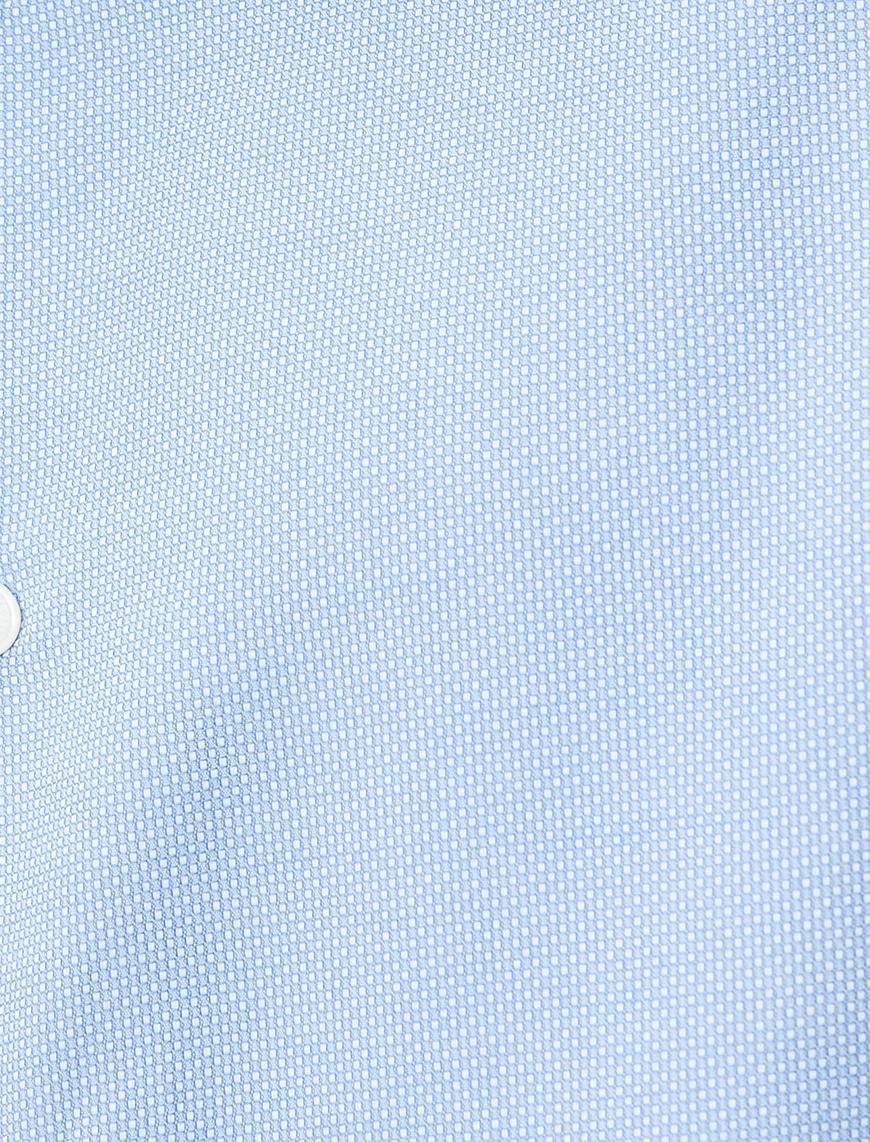   Basic Gömlek Yarım İtalyan Yaka Düğmeli Uzun Kollu Non Iron