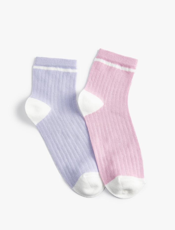 Kadın 2'li Soket Çorap Seti Dokulu Çok Renkli