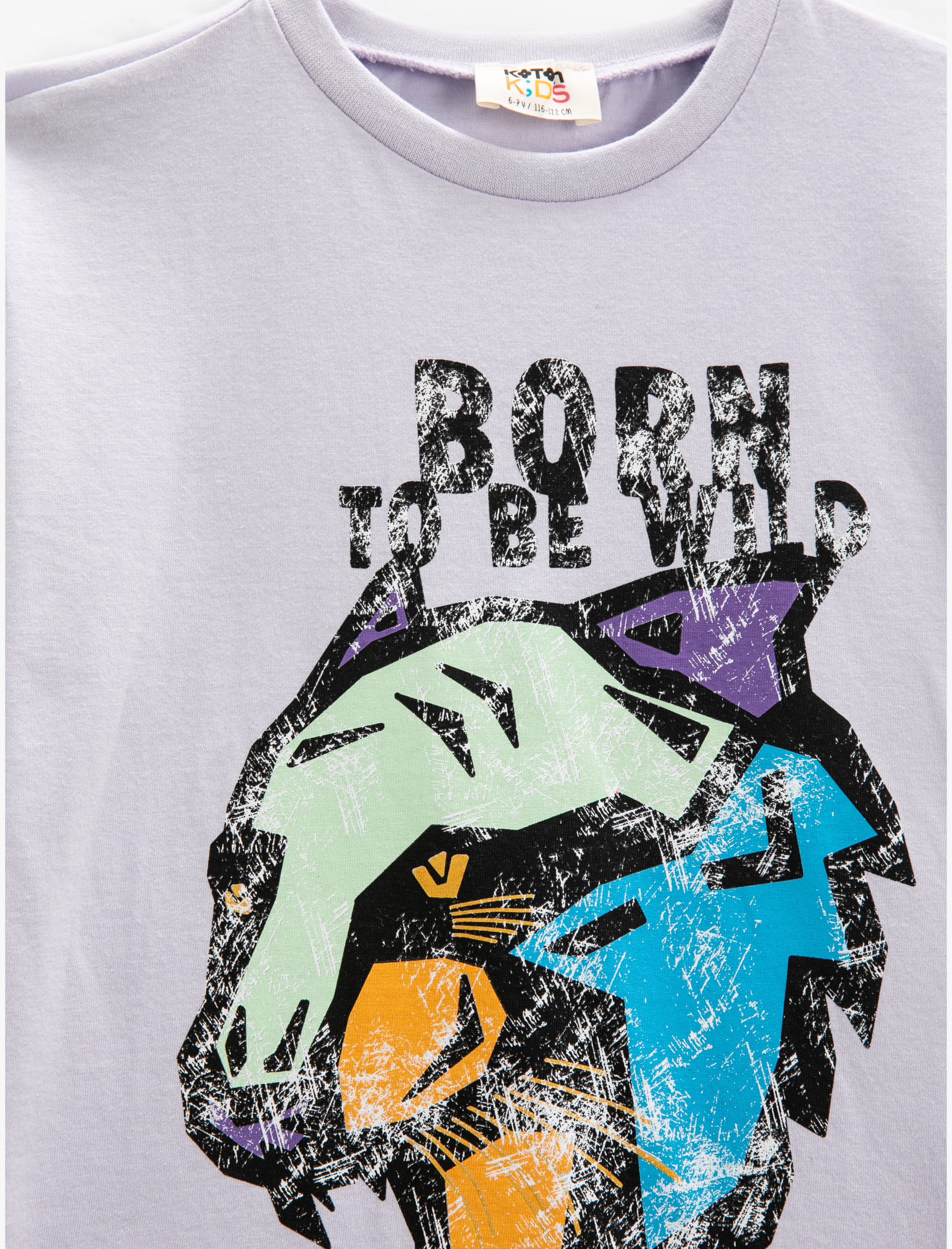  Erkek Çocuk Tişört Kaplan Baskılı Kısa Kollu Bisiklet Yaka