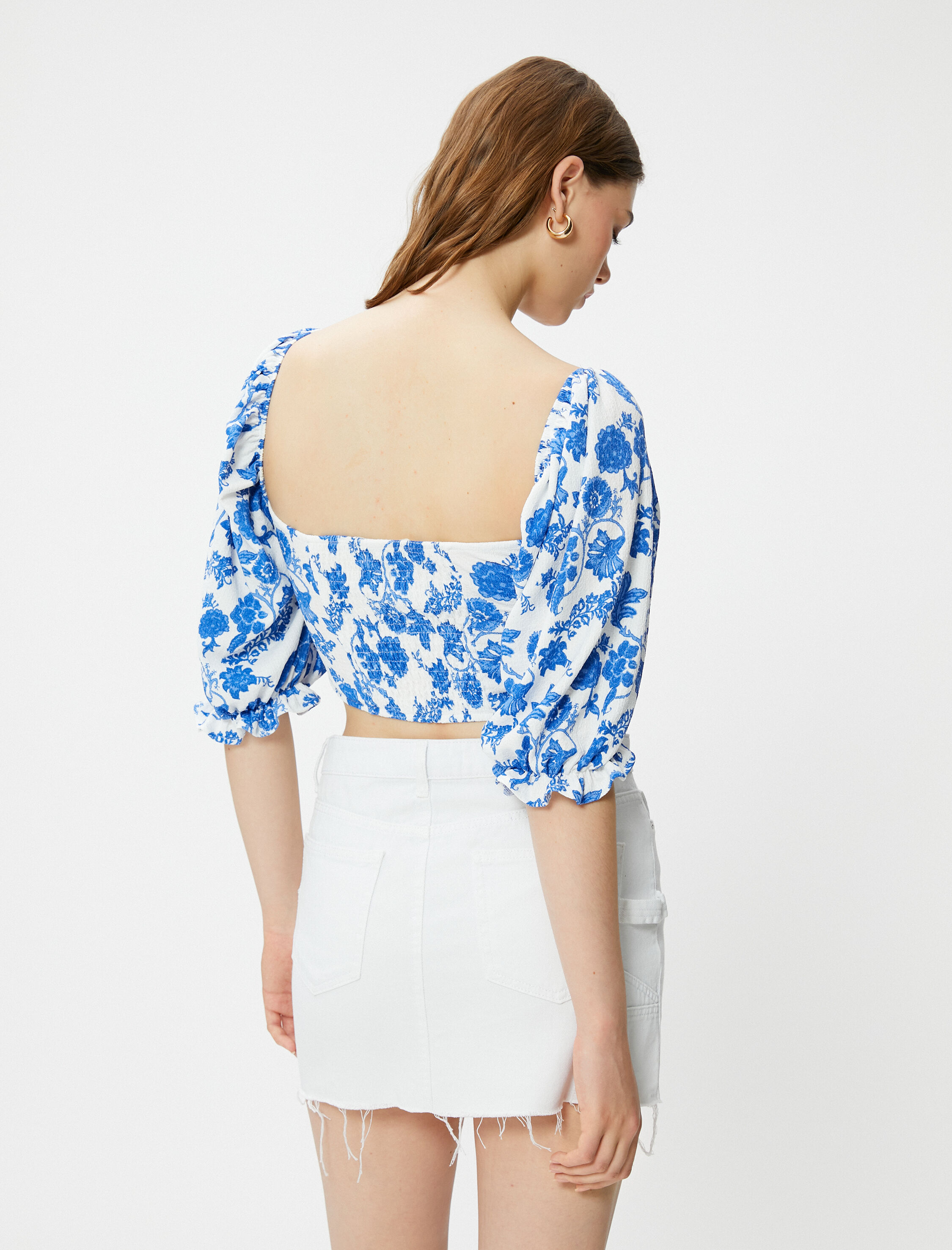   Crop Bluz Kalp Yaka Gipeli