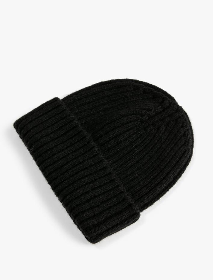 Erkek Basic Örgü Bere Dokulu Katlama Detaylı