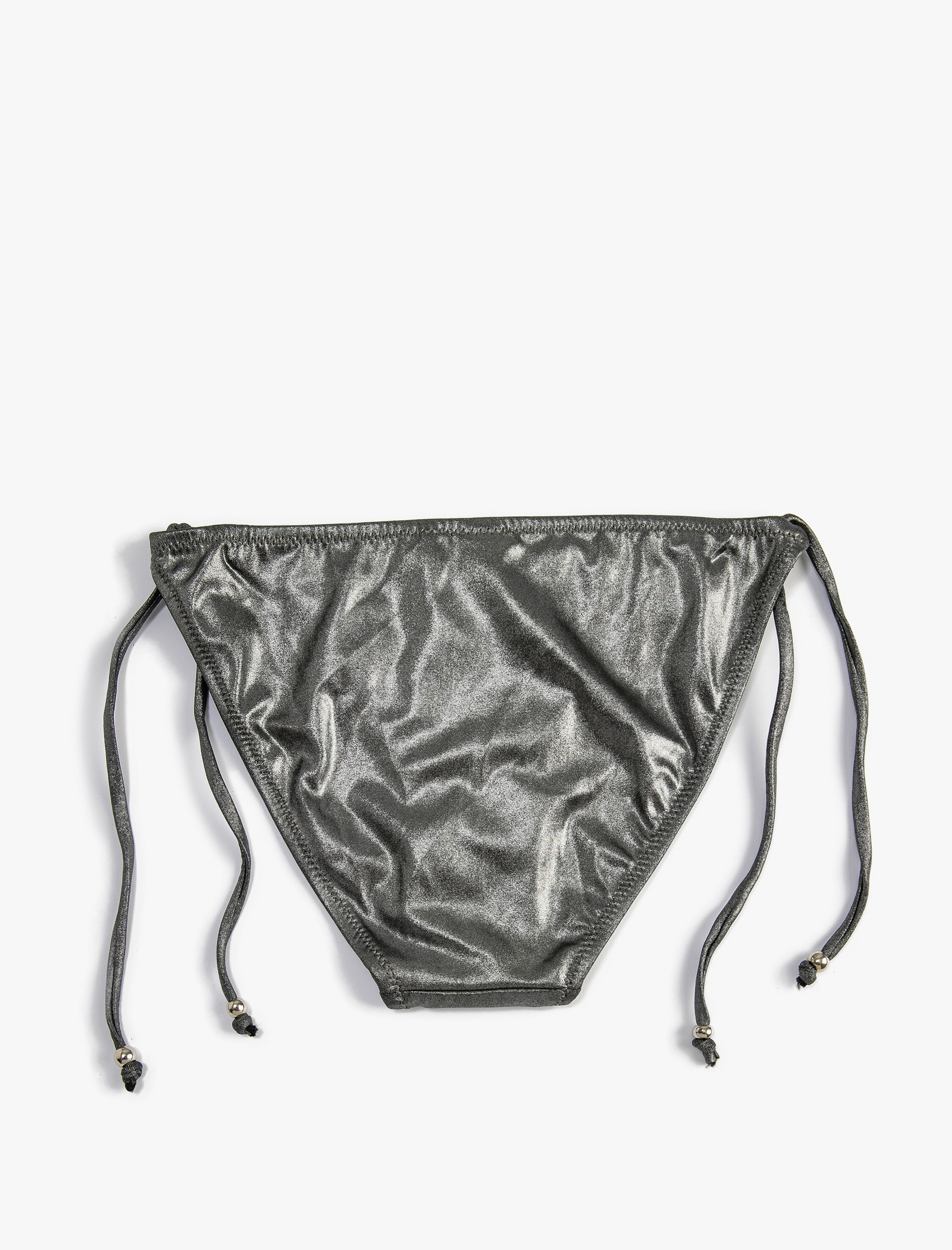   Parlak Bikini Altı Yanları Bağlama Detaylı Normal Bel