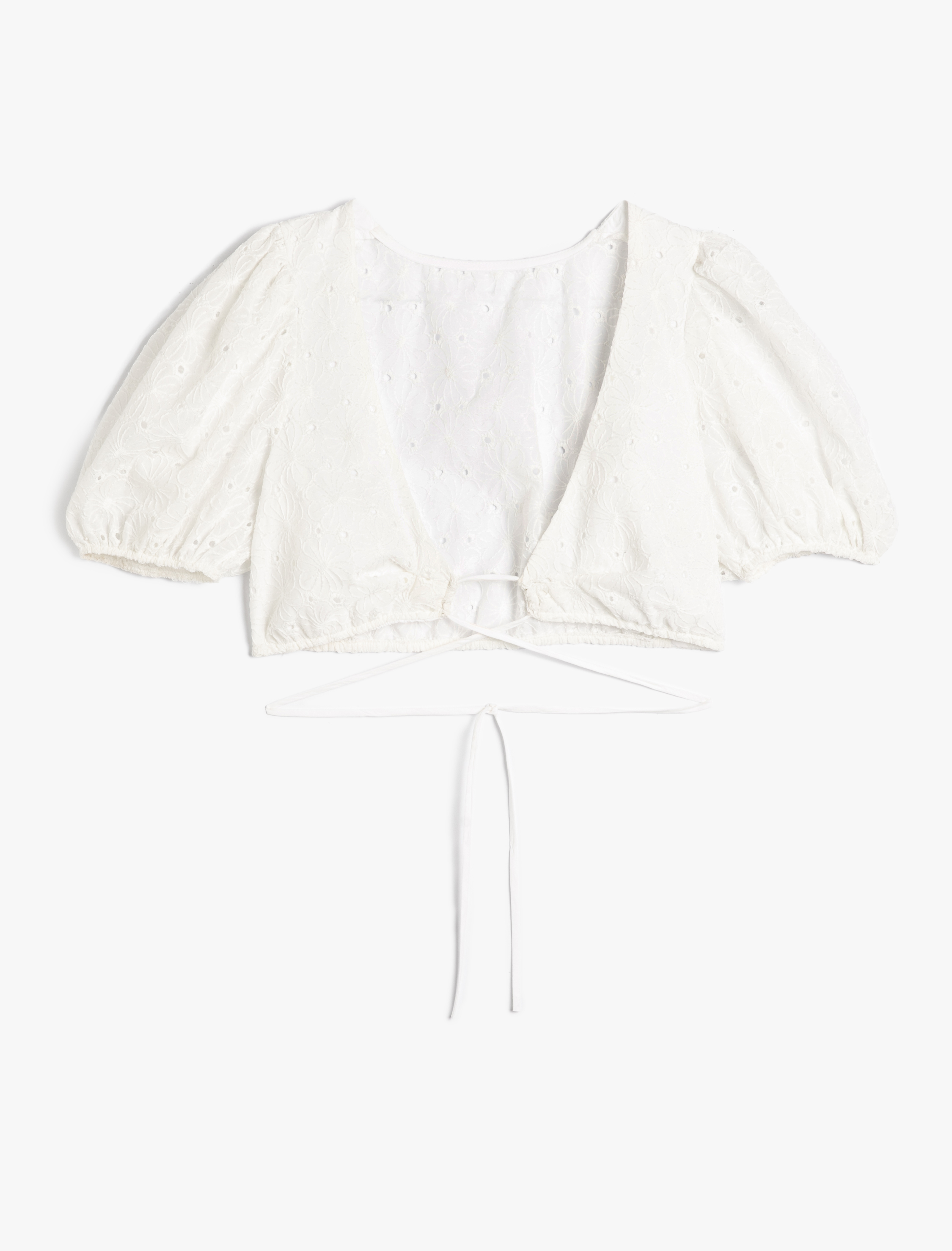 Fisto Büstiyer V Yaka Balon Kollu Çapraz Bağlamalı Bridal