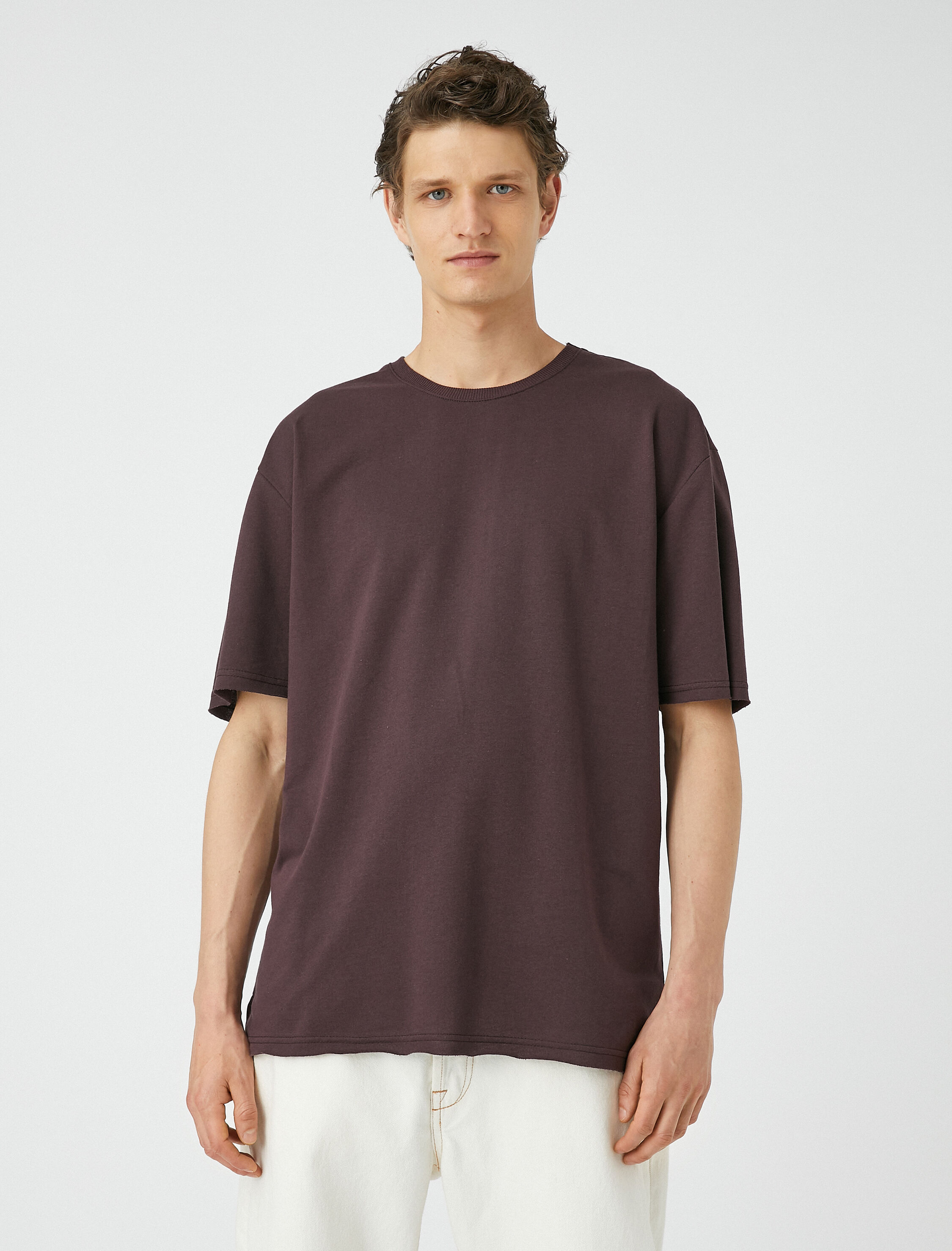   Basic Tişört Bisiklet Yaka Kısa Kollu Pamuklu