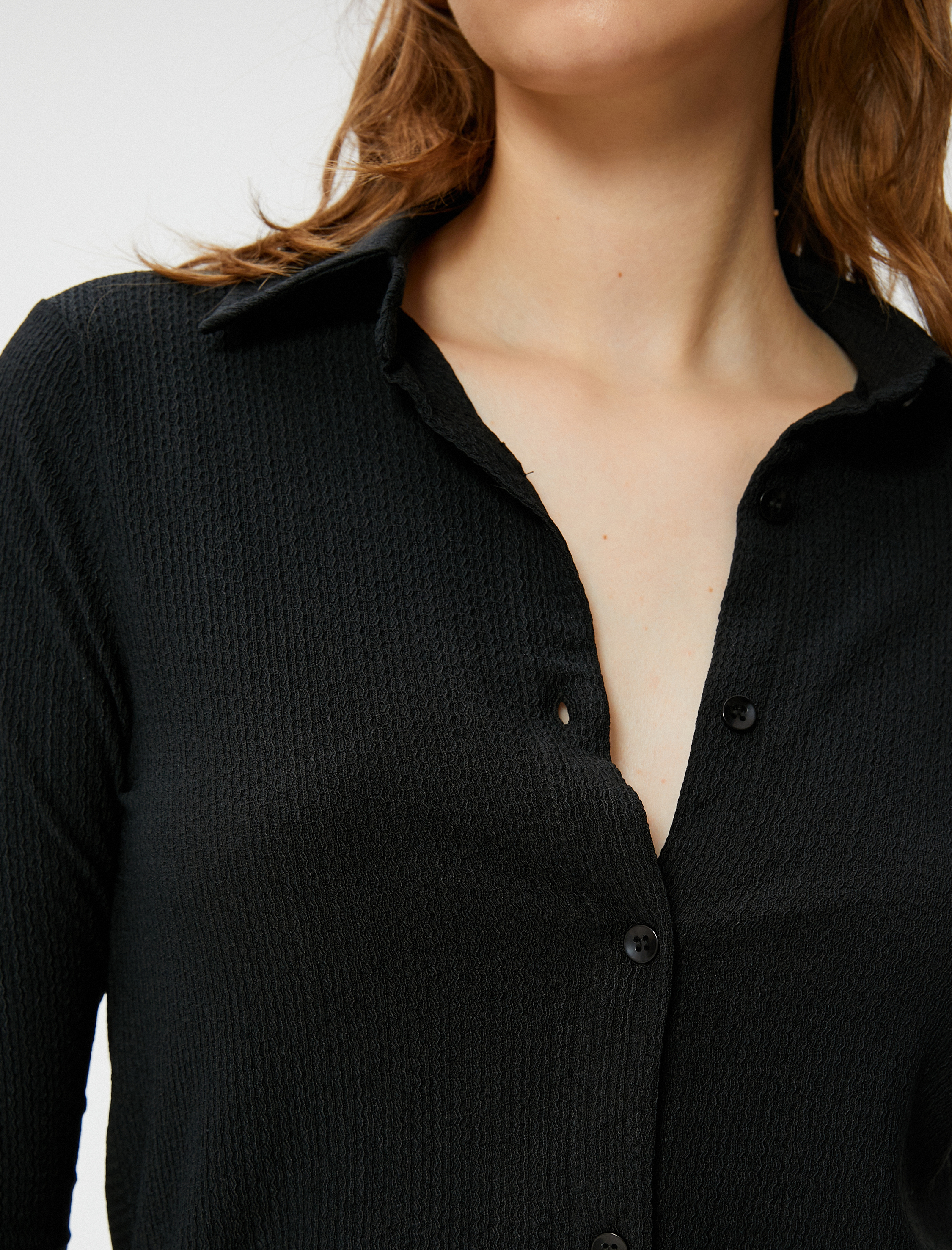   Dokulu Gömlek Uzun Kollu