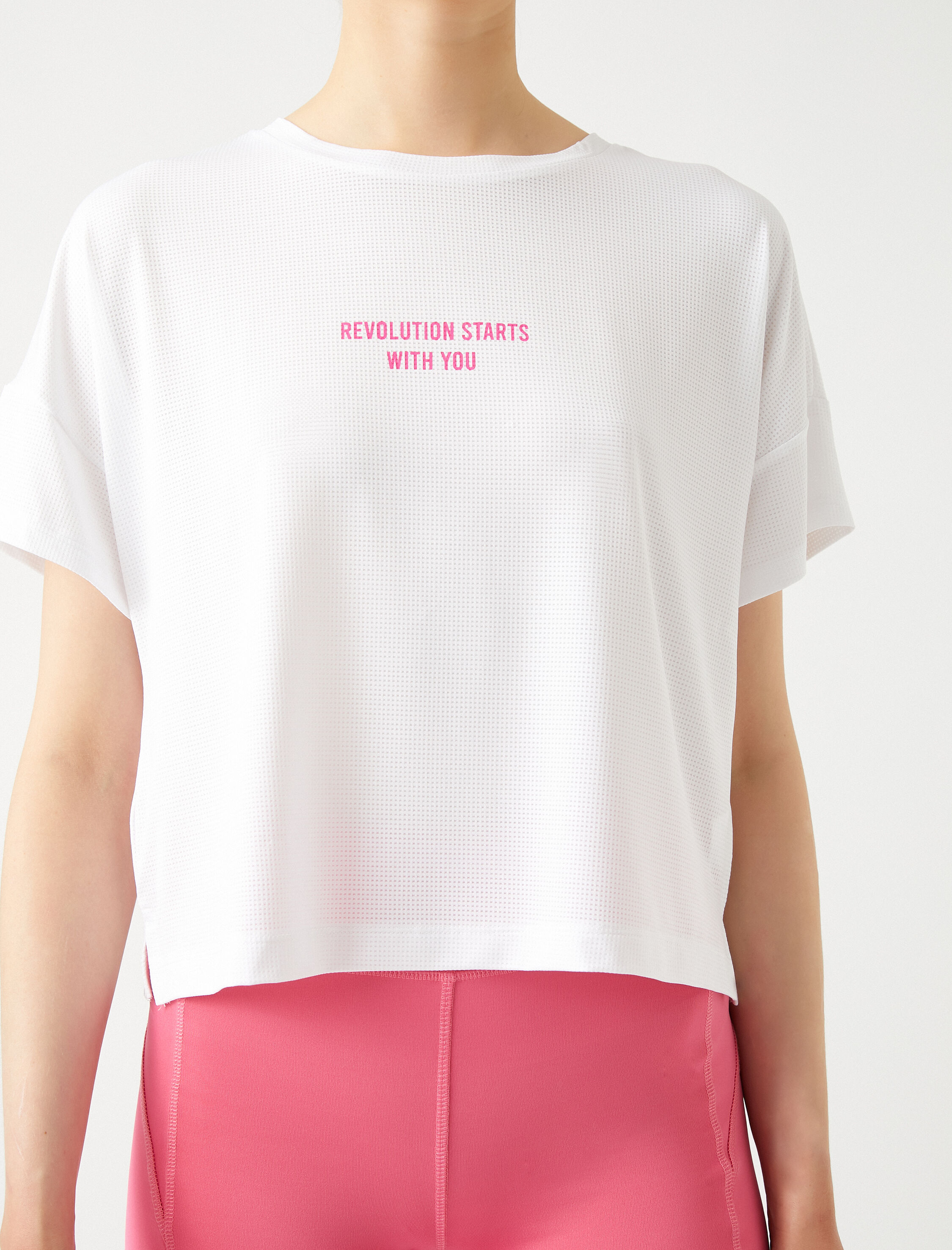   Baskılı Crop Spor Tişört Relax Fit