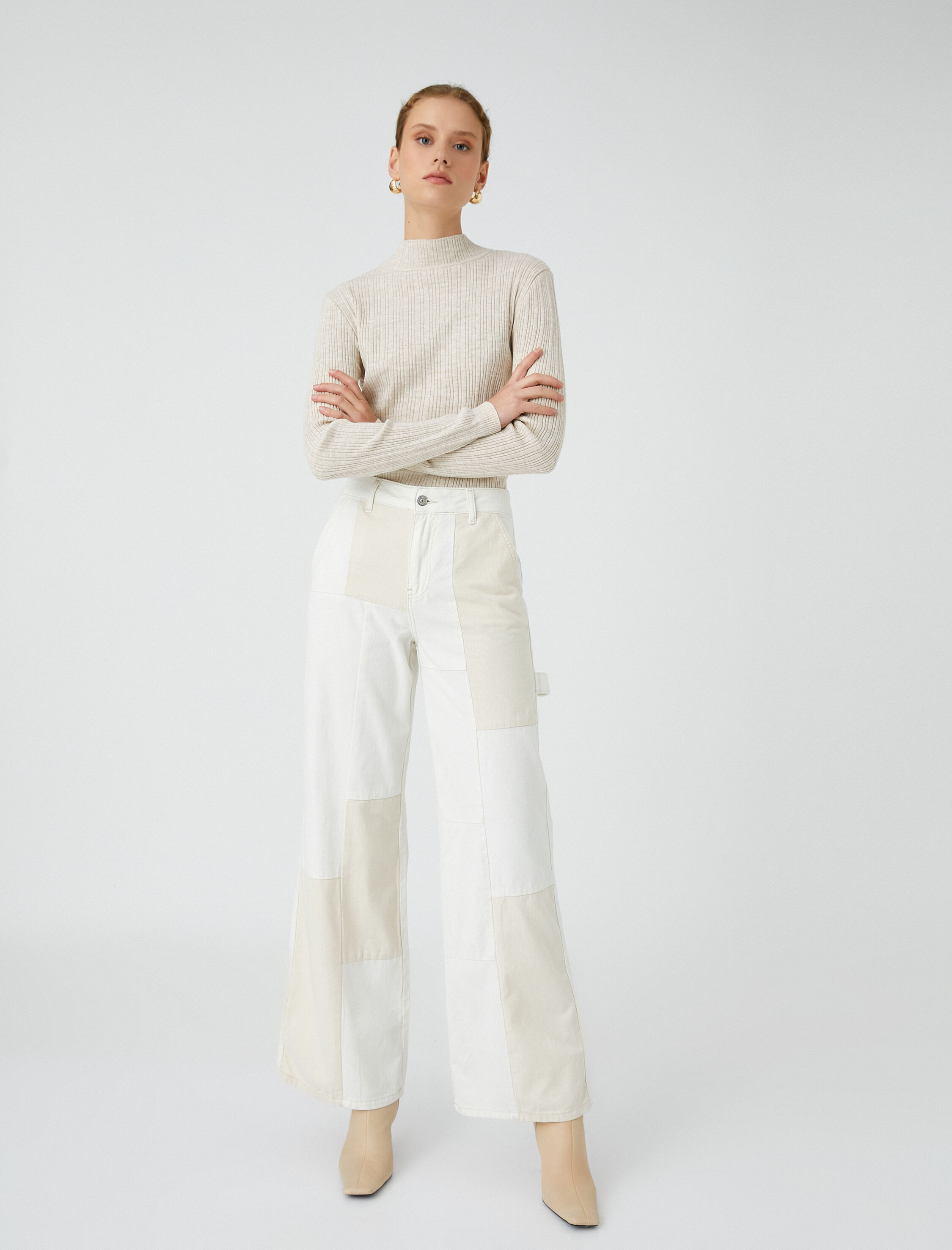   Ribanalı Triko Kazak Yarım Balıkçı Yaka