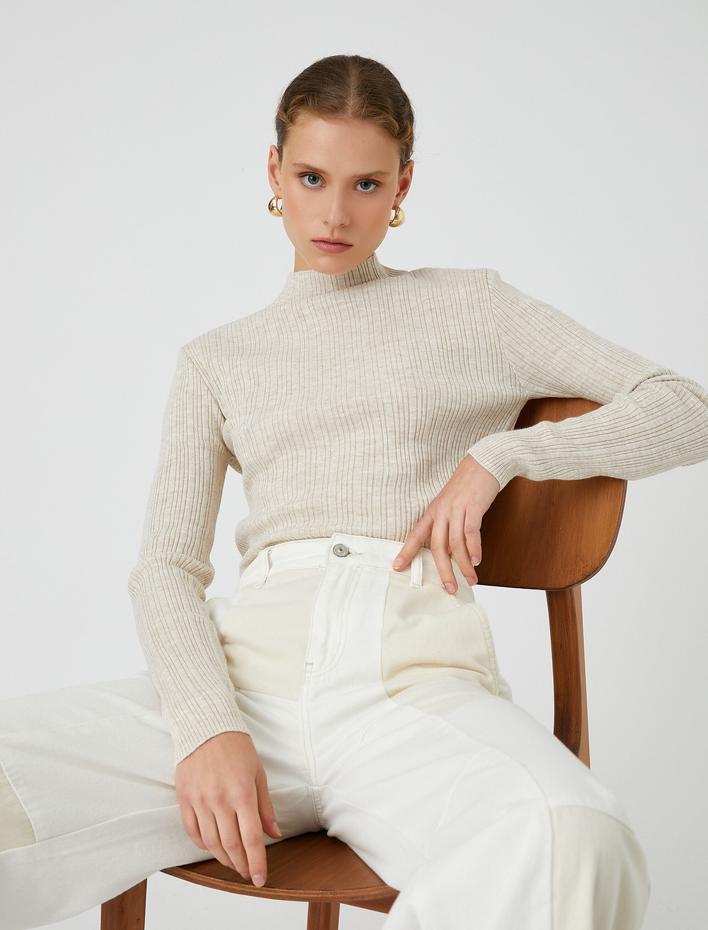  Ribanalı Triko Kazak Yarım Balıkçı Yaka