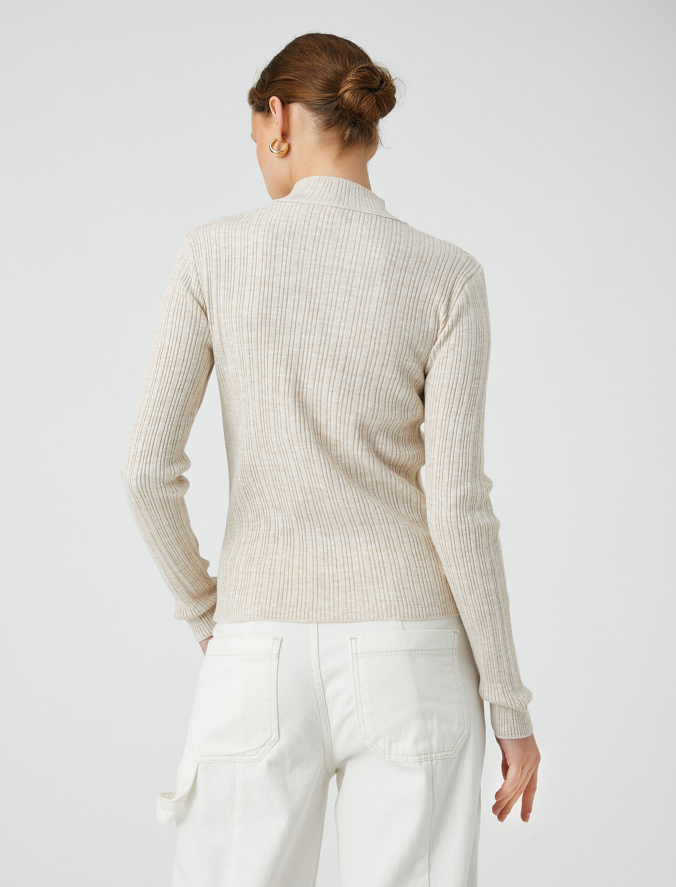   Ribanalı Triko Kazak Yarım Balıkçı Yaka