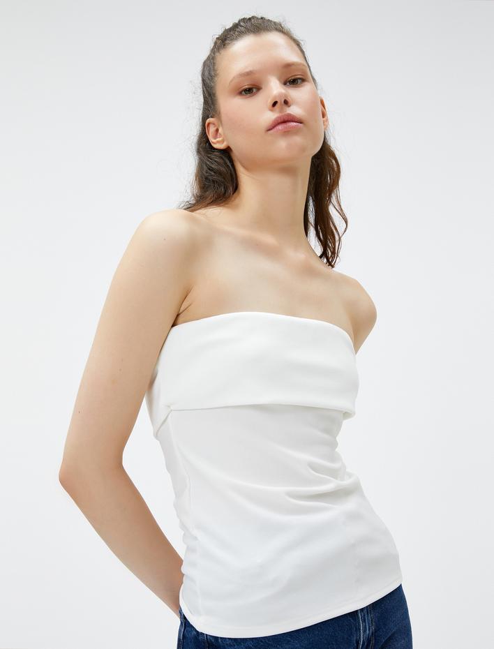  Straplez Üst Katlama Detaylı Dar Kesim