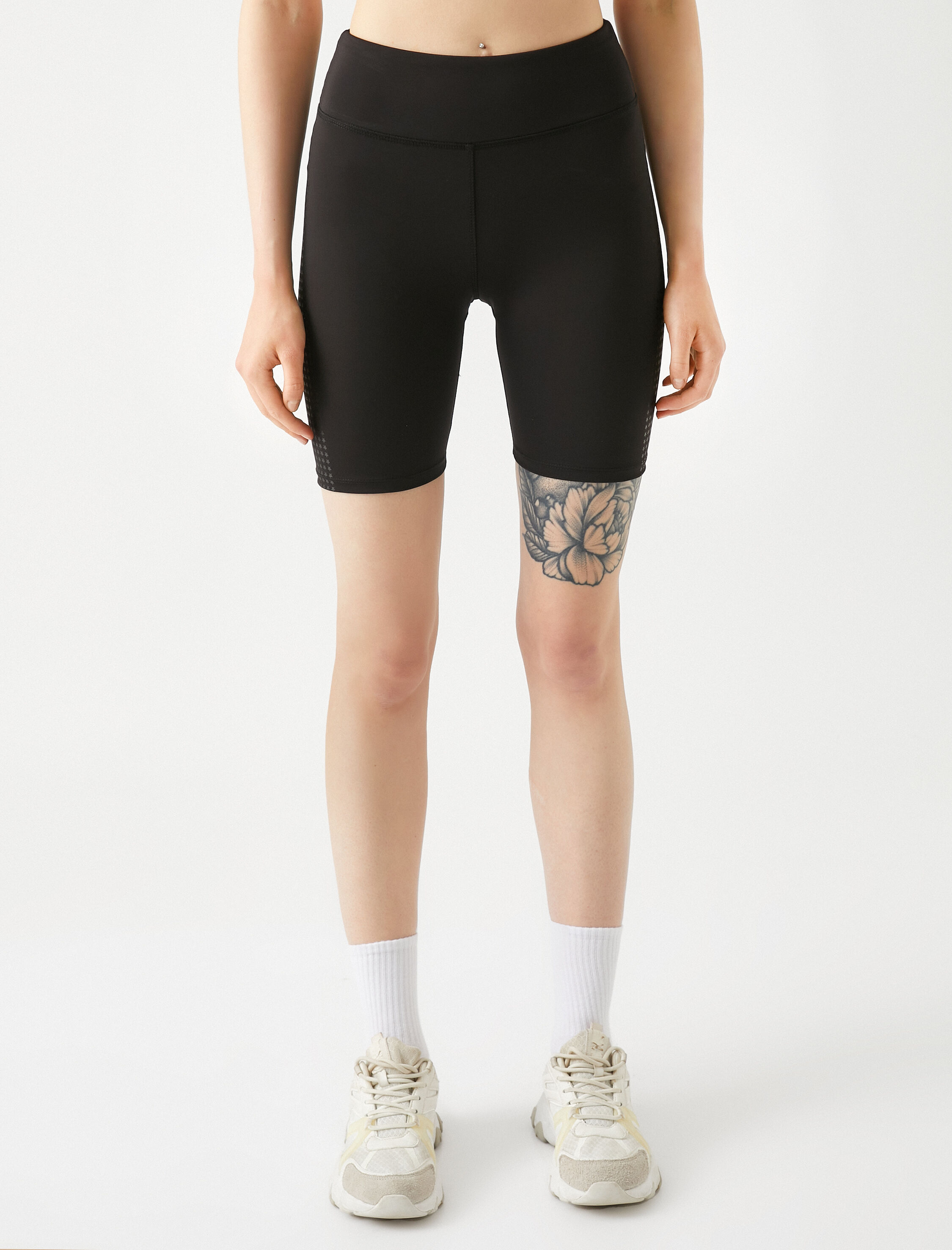   Basic Biker Tayt Normal Bel Yıldız Baskılı