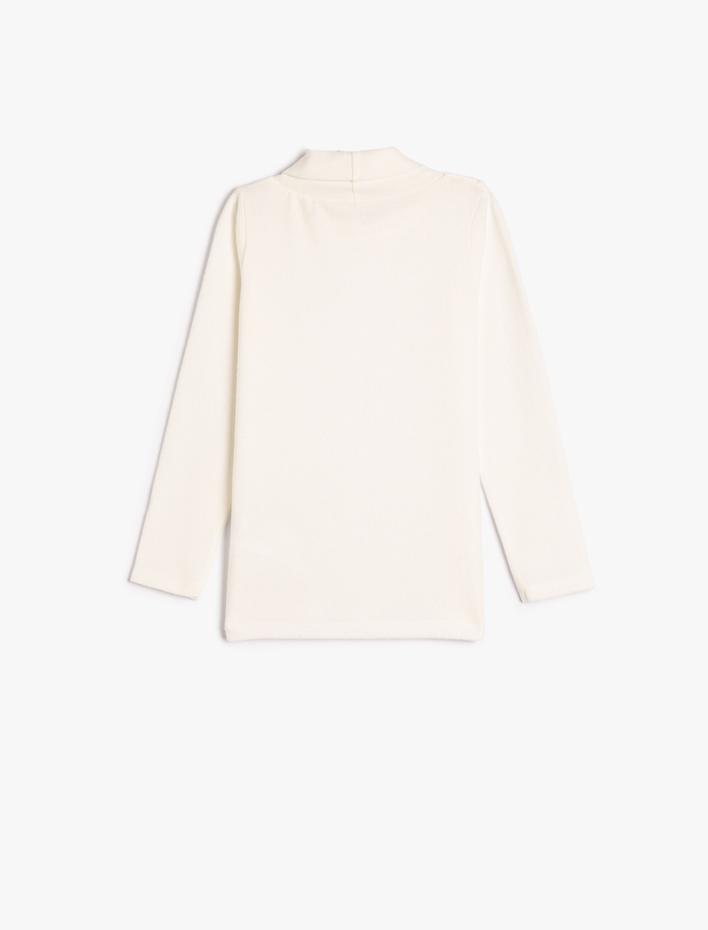 Kız Çocuk Basic Balıkçı Yaka Tişört Yumuşak Dokulu Kalın Uzun Kollu