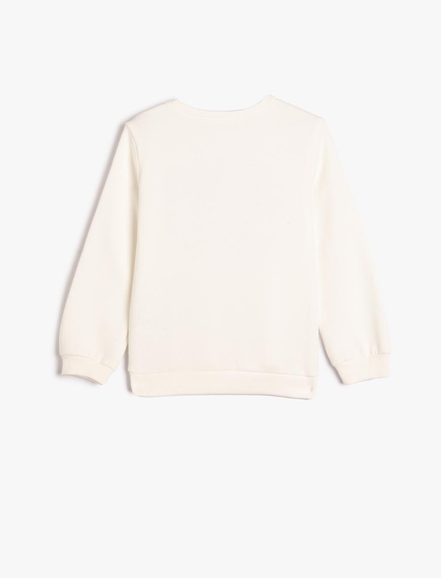  Kız Çocuk Unicorn Sweatshirt Uzun Kollu Bisiklet Yaka Baskılı