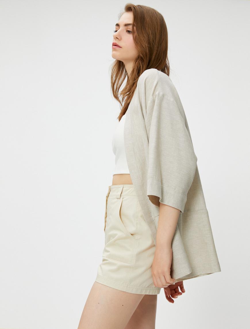   Keten Kimono Cepli 3/4 Kollu