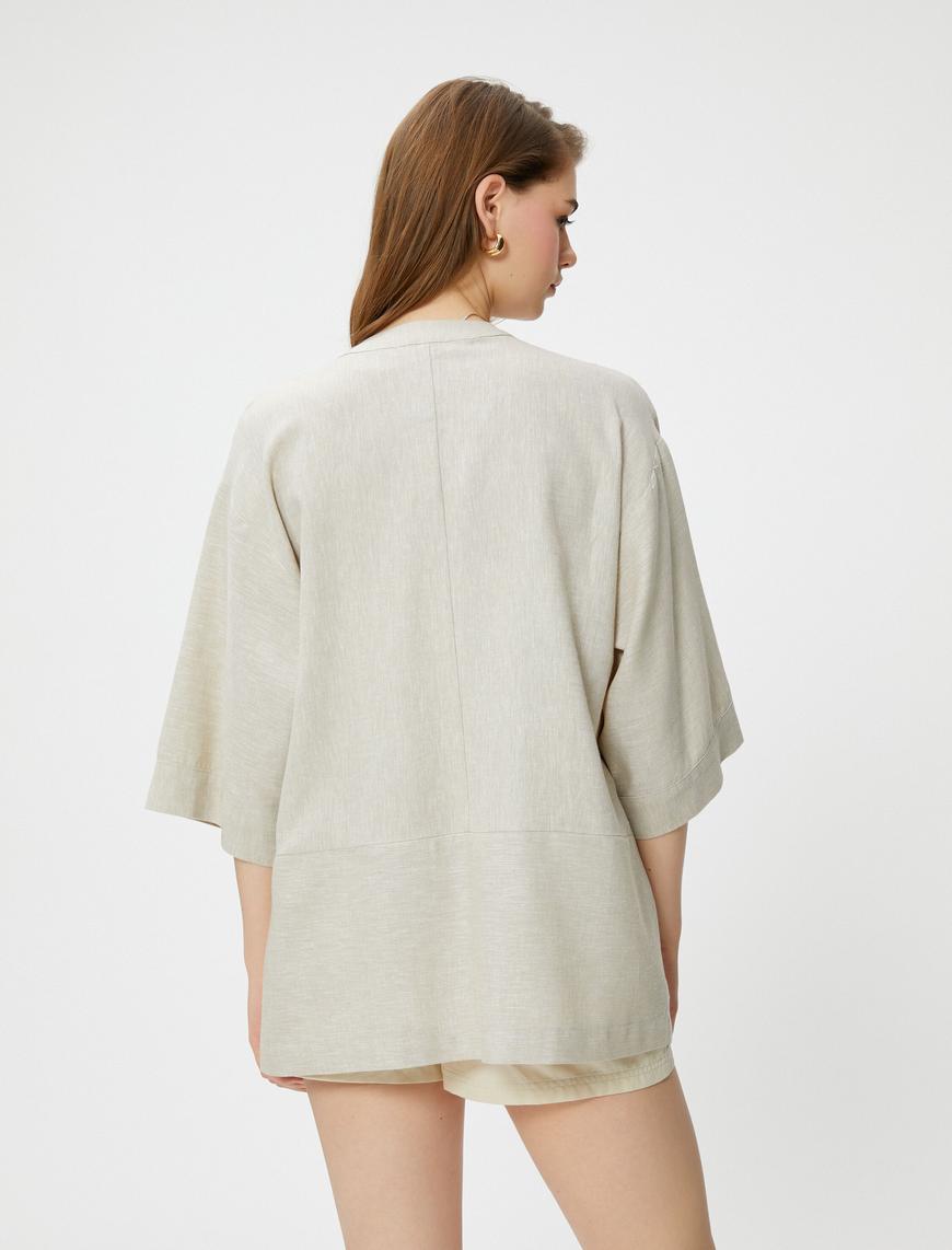  Keten Kimono Cepli 3/4 Kollu