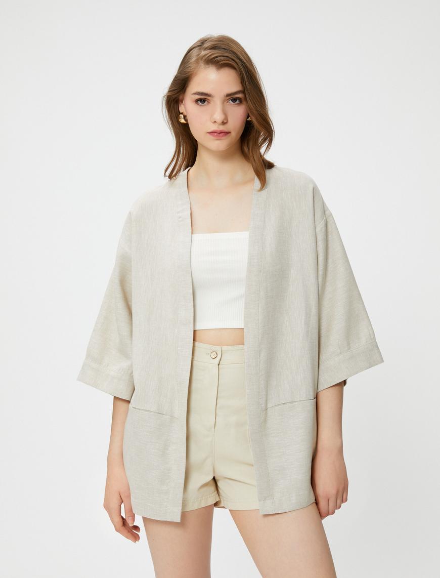  Keten Kimono Cepli 3/4 Kollu
