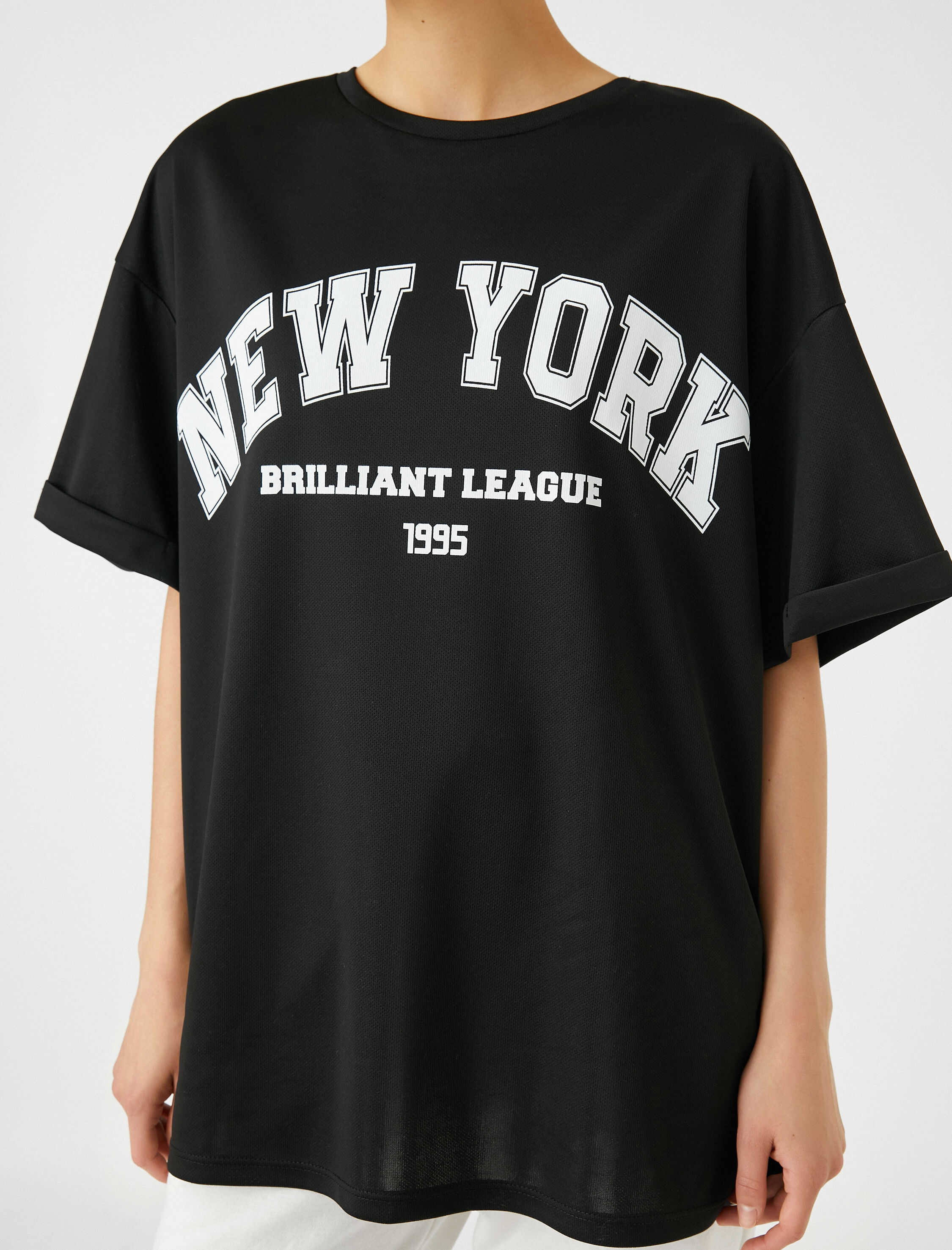   Oversize Spor Tişört New York Baskılı