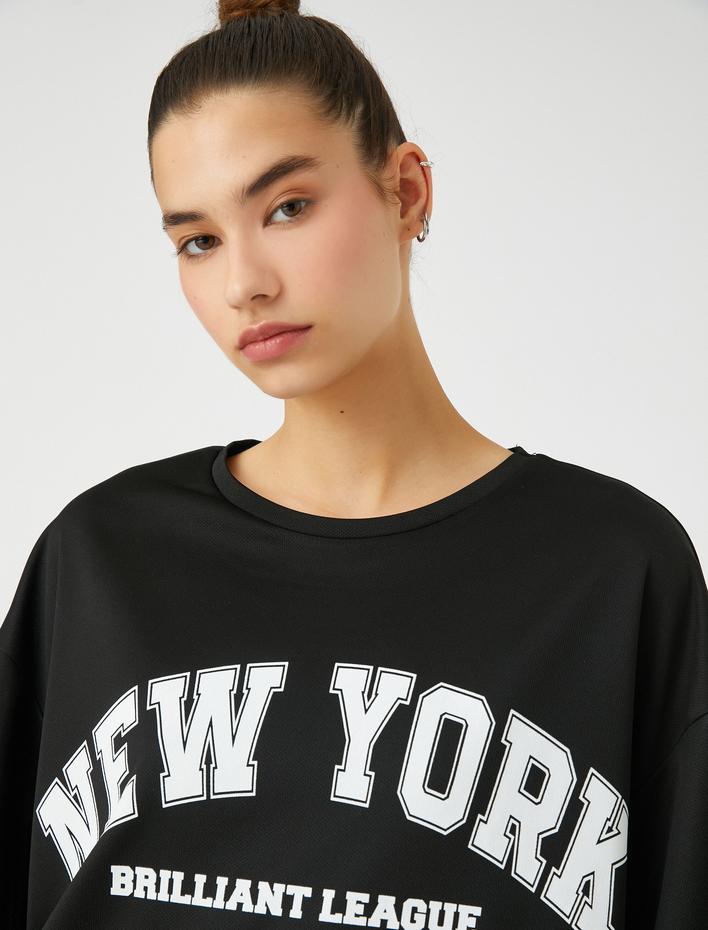  Oversize Spor Tişört New York Baskılı