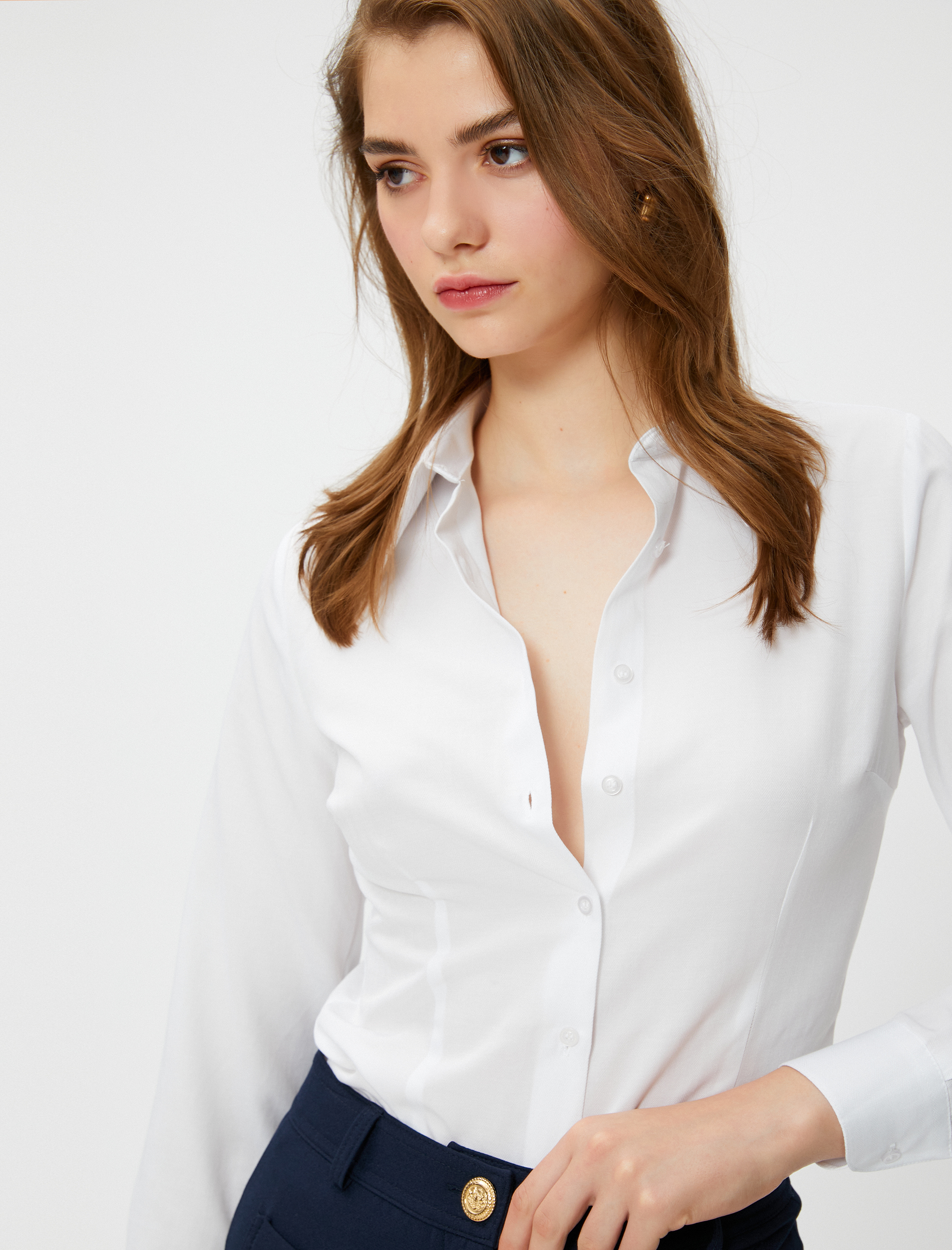   Slim Fit Gömlek Basic Uzun Kollu