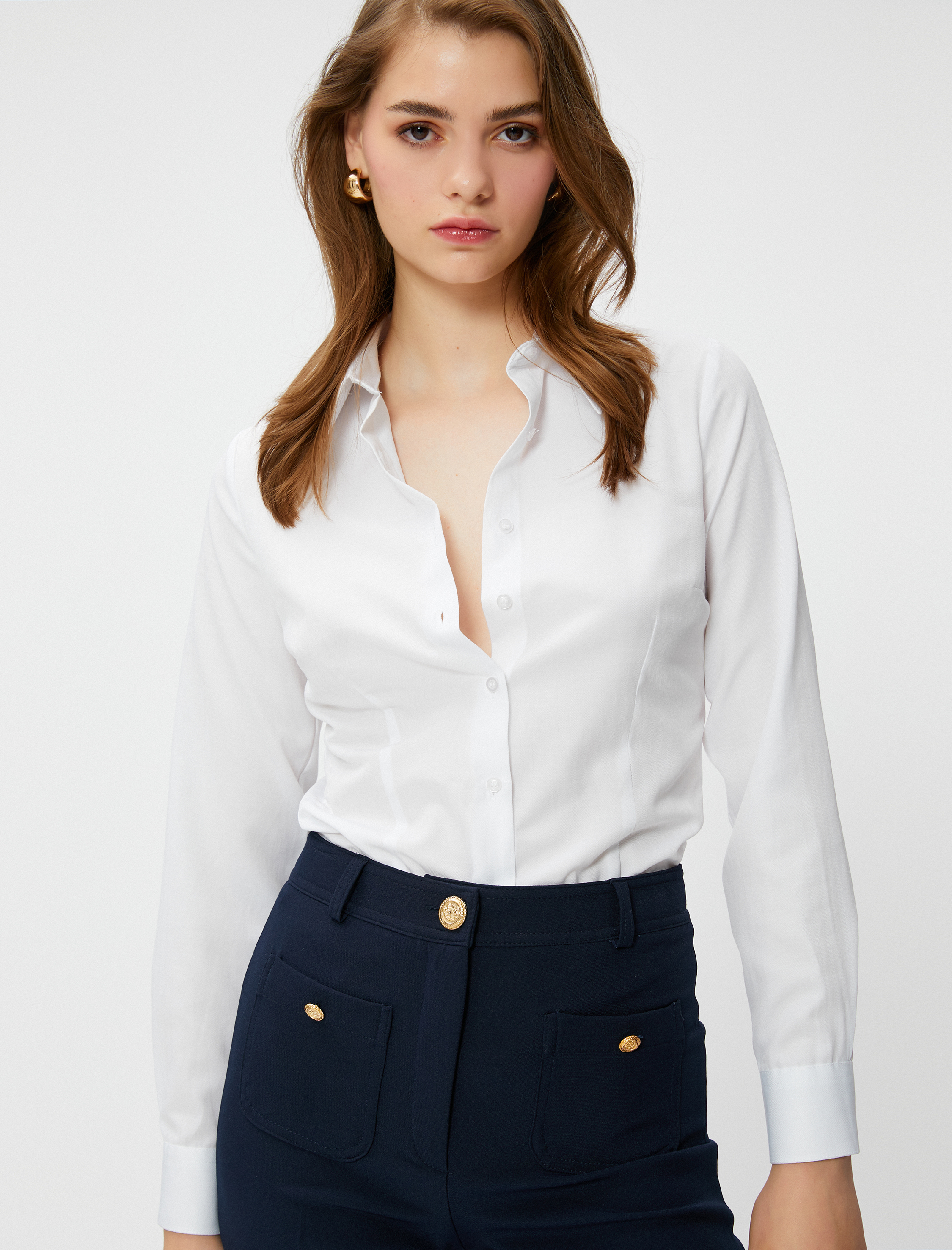   Slim Fit Gömlek Basic Uzun Kollu