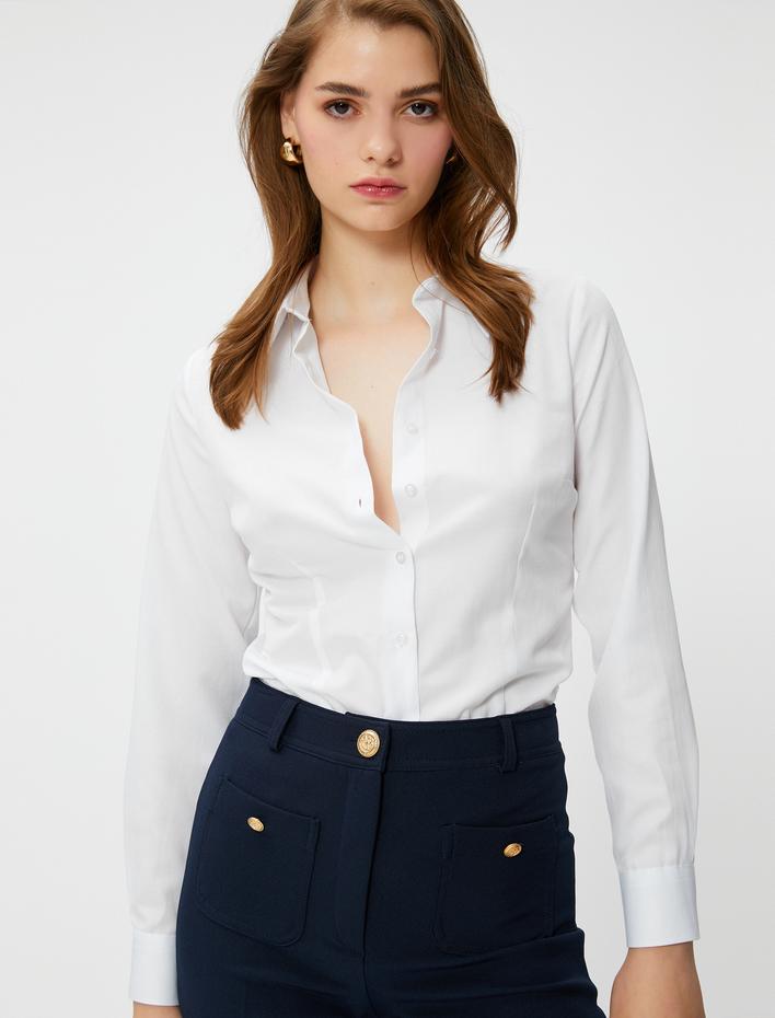  Slim Fit Gömlek Basic Uzun Kollu