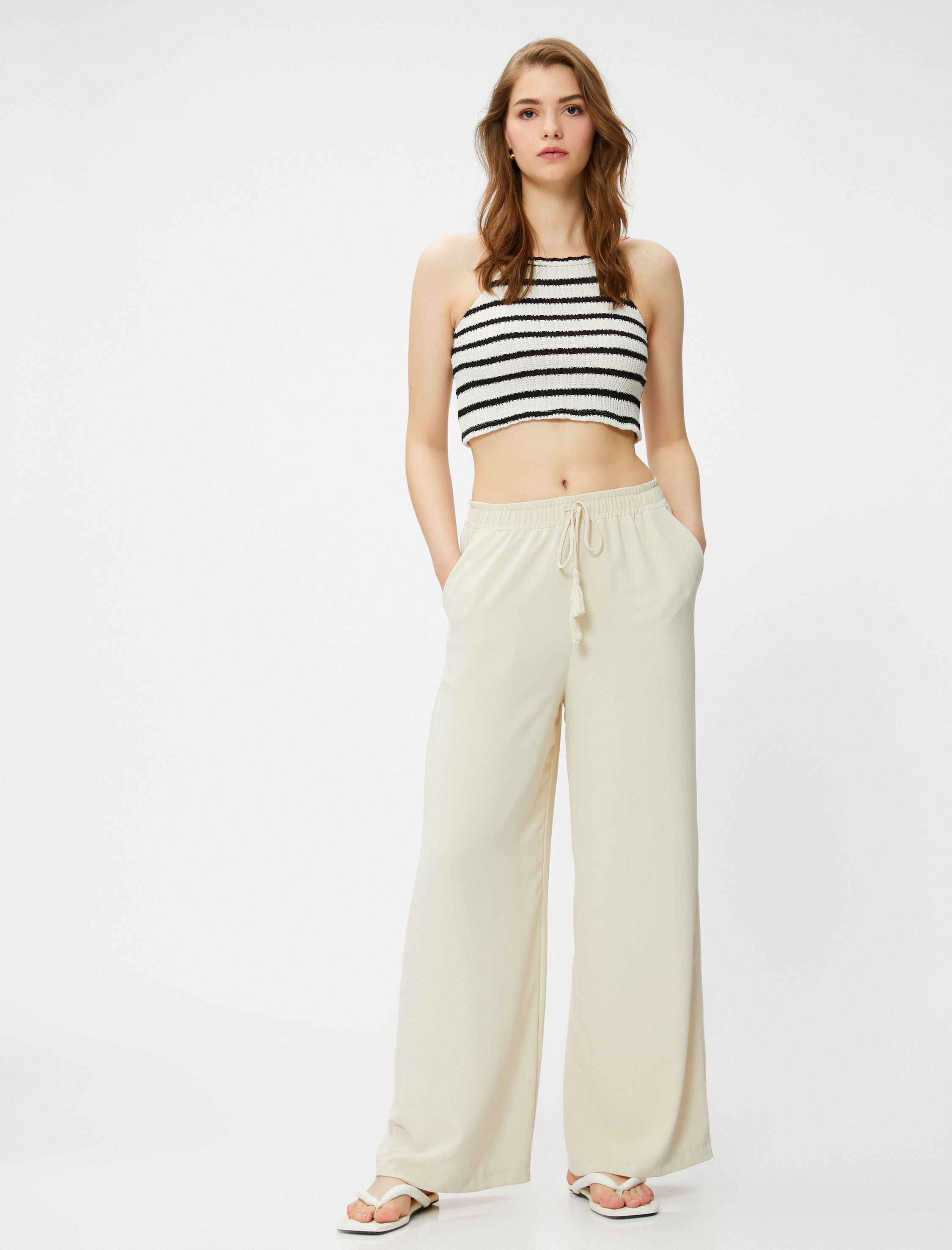   Palazzo Pantolon Beli Bağlamalı