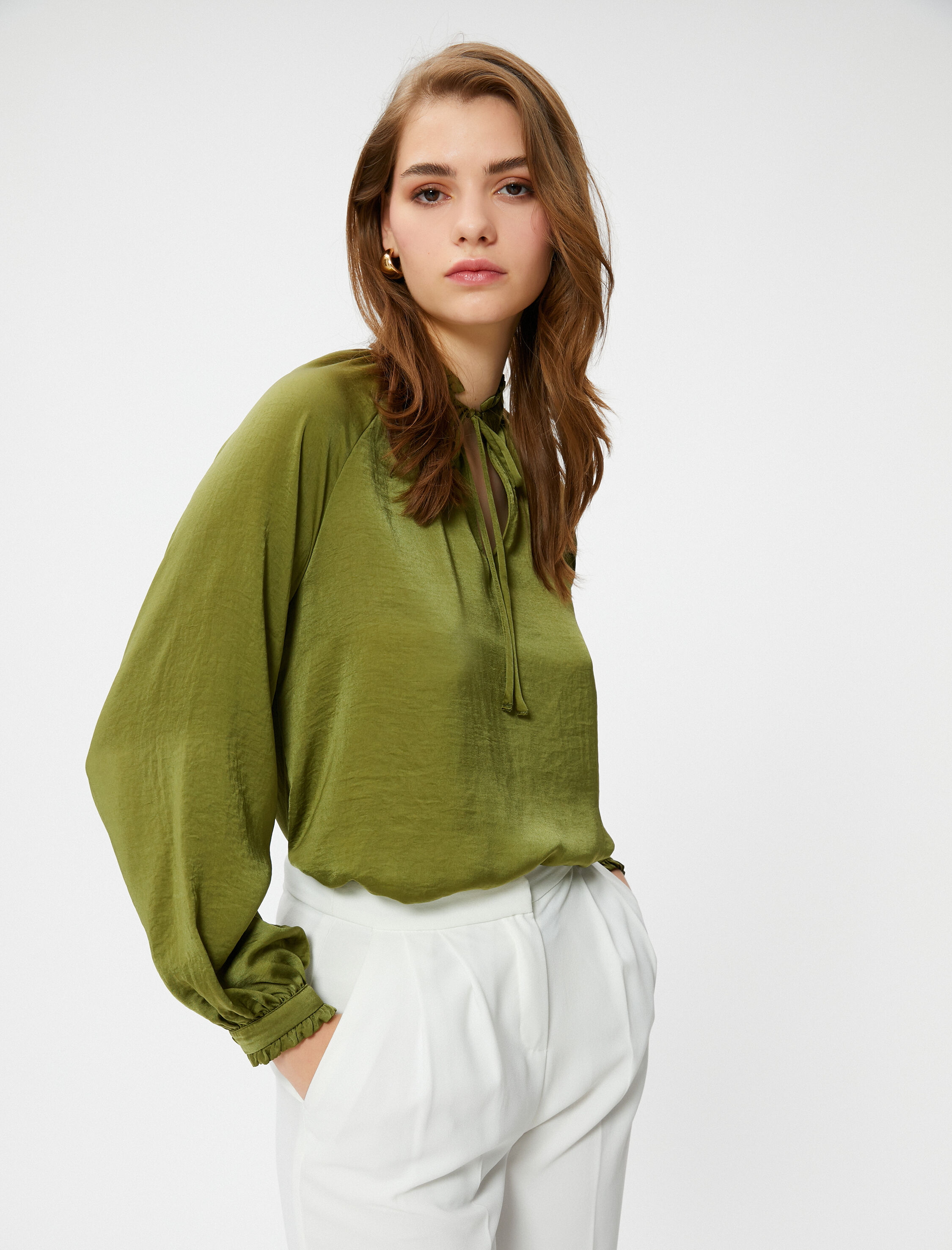   Boho Bluz Dik Yaka Bağlama Detaylı