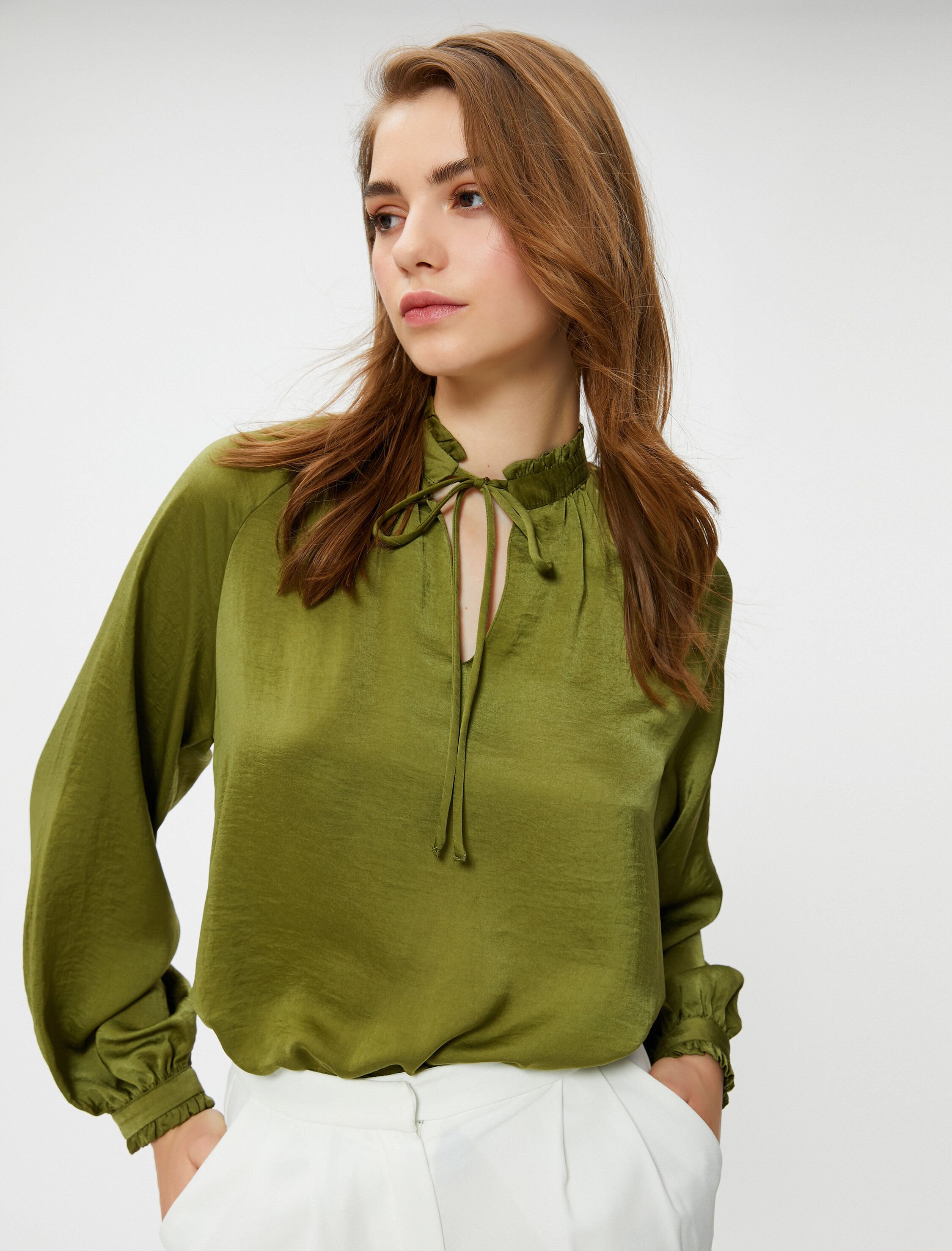   Boho Bluz Dik Yaka Bağlama Detaylı