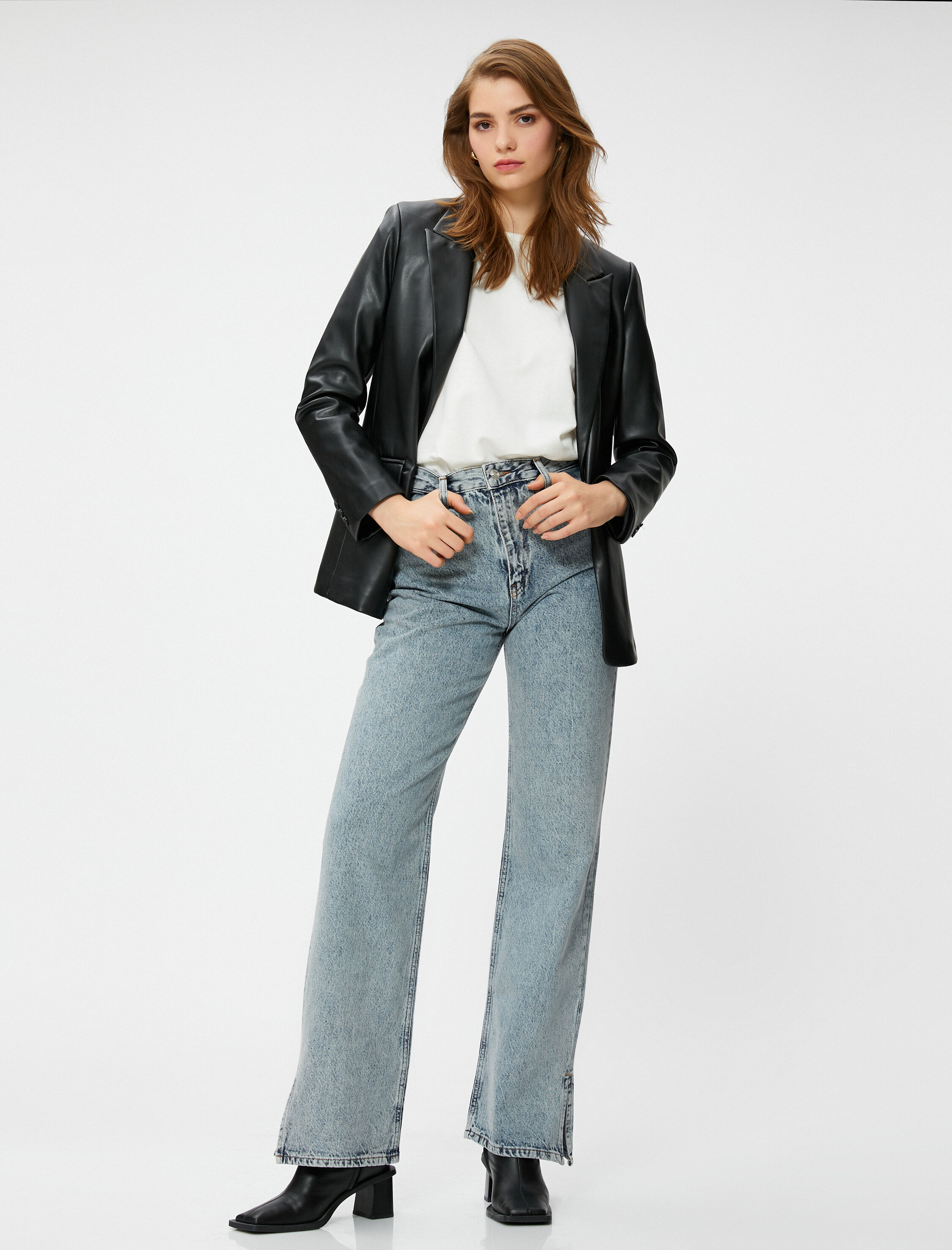   Yüksek Bel Kot Pantolon Düz Paça - Nora Jean