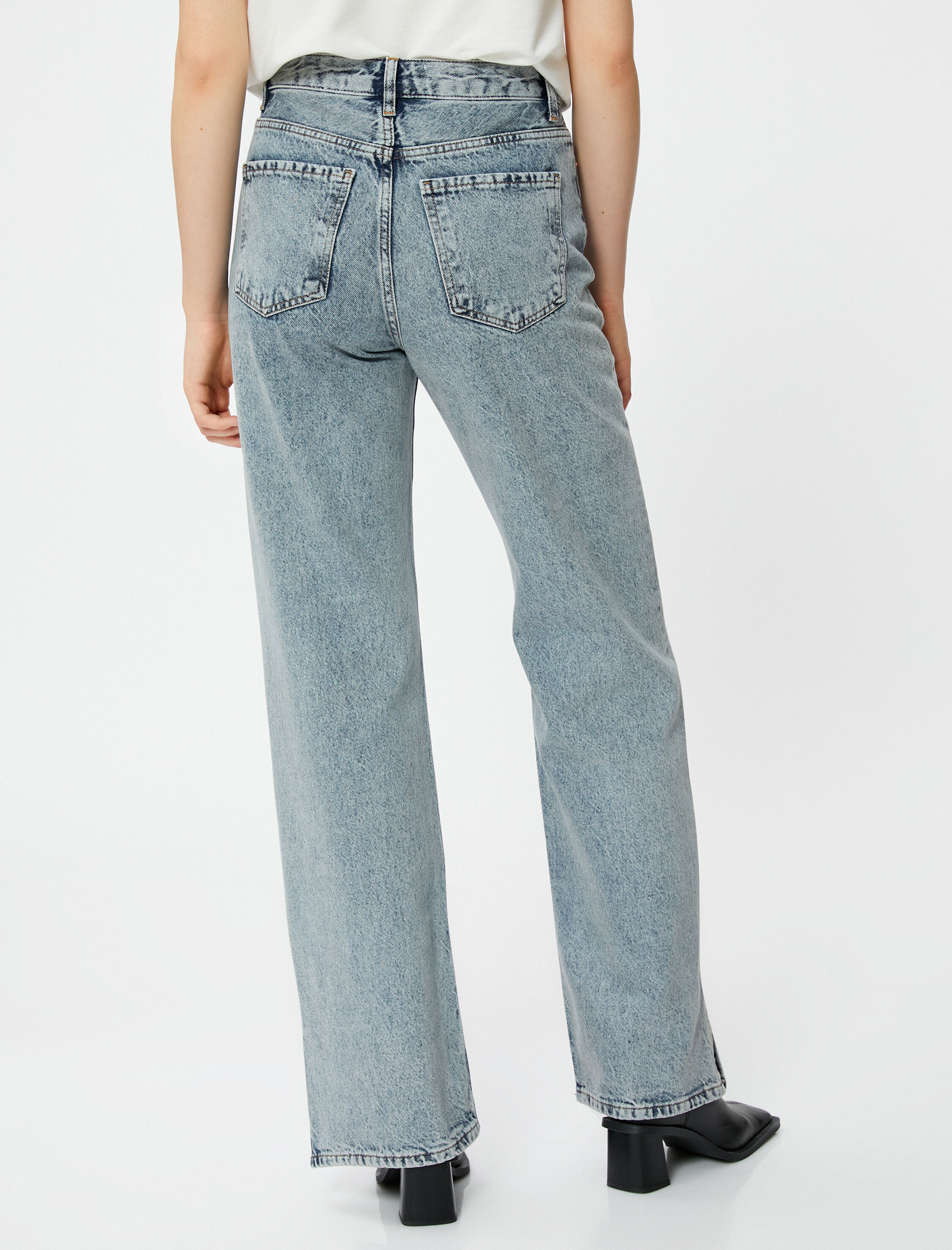   Yüksek Bel Kot Pantolon Düz Paça - Nora Jean