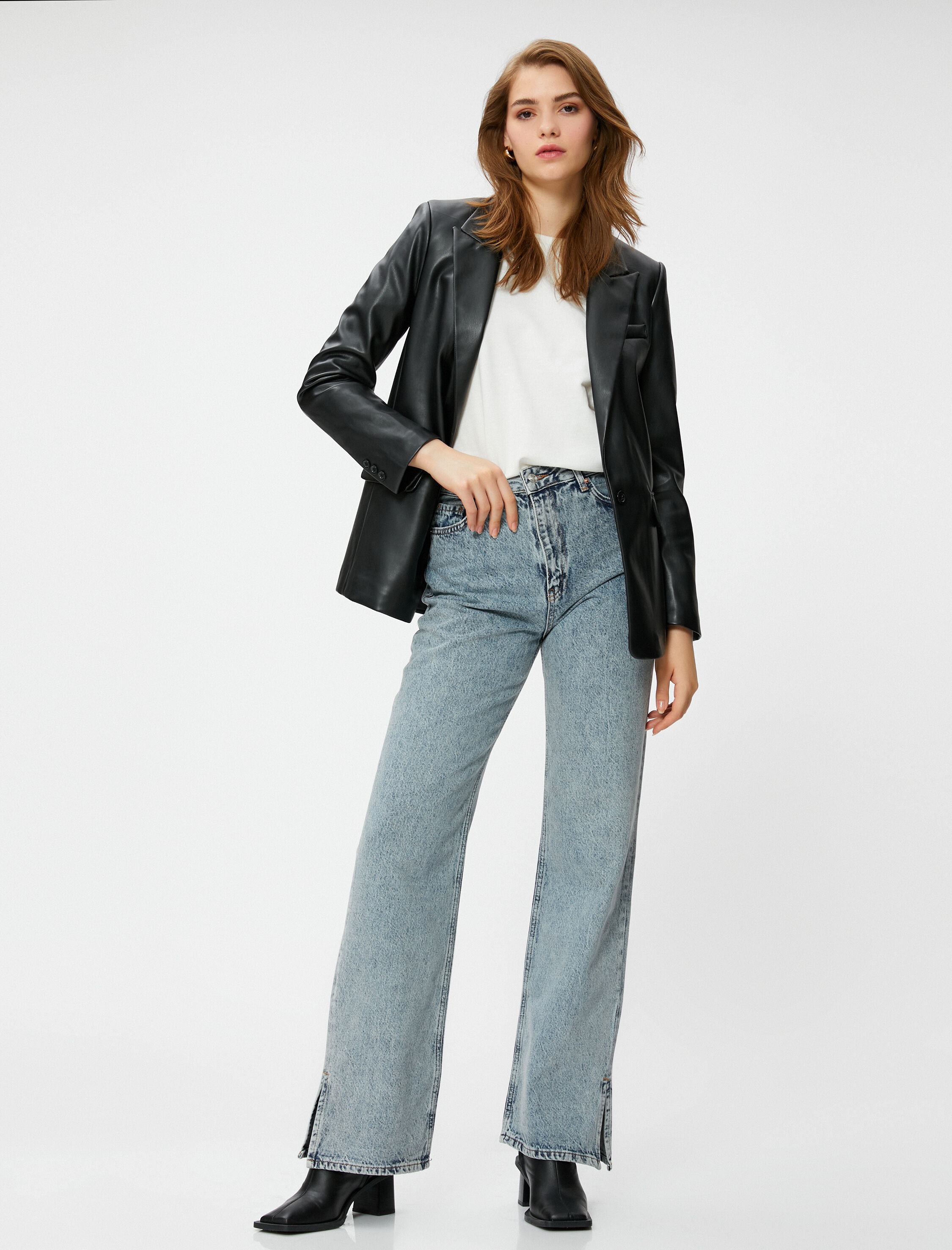   Yüksek Bel Kot Pantolon Düz Paça - Nora Jean