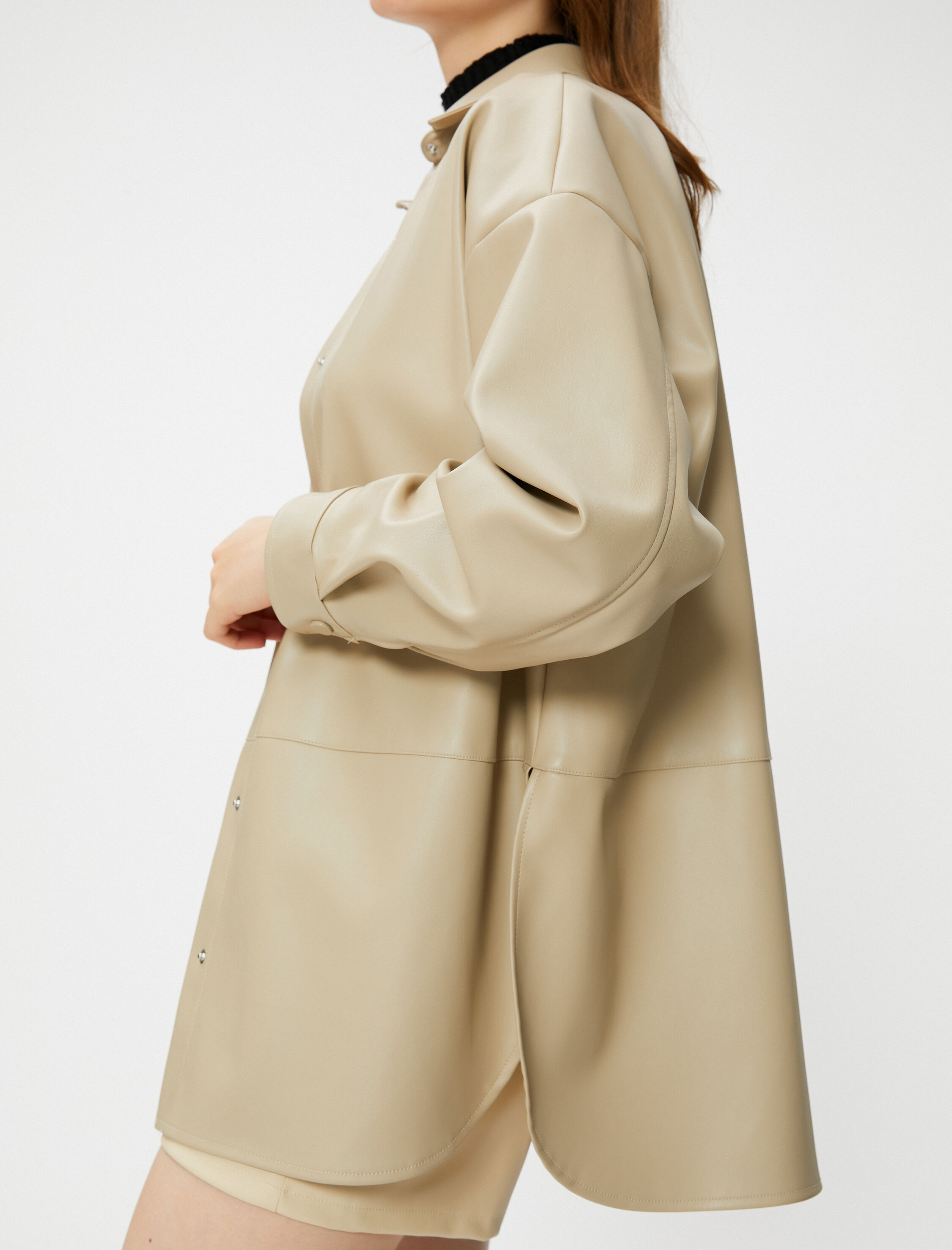   Suni Deri Gömlek Relax Fit Çıtçıtlı