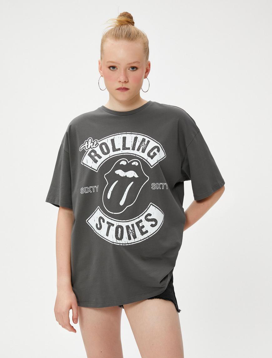   Rolling Stones Lisanslı Tişört Bisiklet Yaka Kısa Kollu Pamuklu