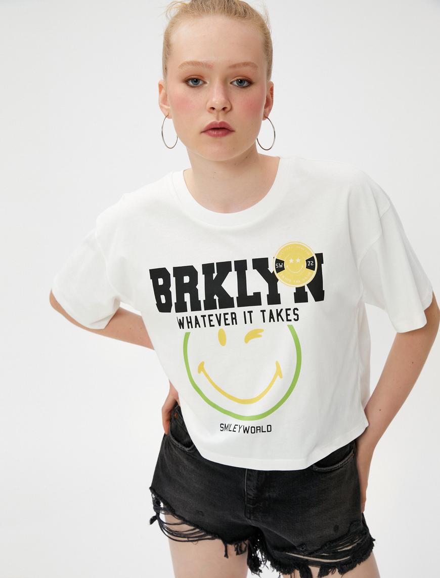   SmileyWorld® Tişört Baskılı Lisanslı Bisiklet Yaka Kısa Kollu