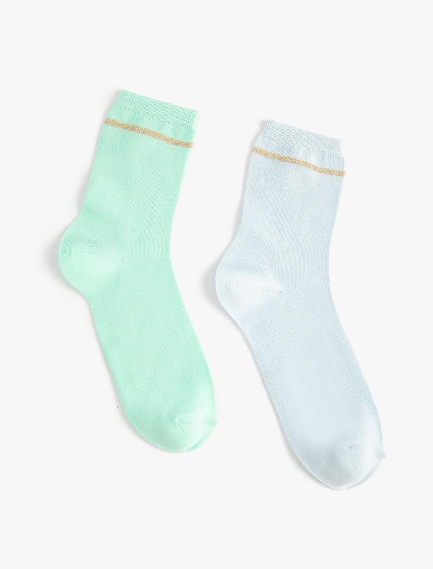  Kadın 2'li Soket Çorap Seti Çok Renkli