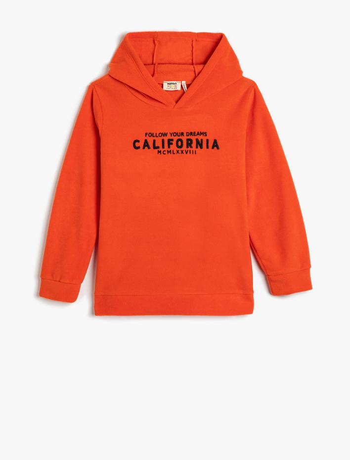 Erkek Çocuk Kapşonlu Sweatshirt California Baskılı Şardonlu