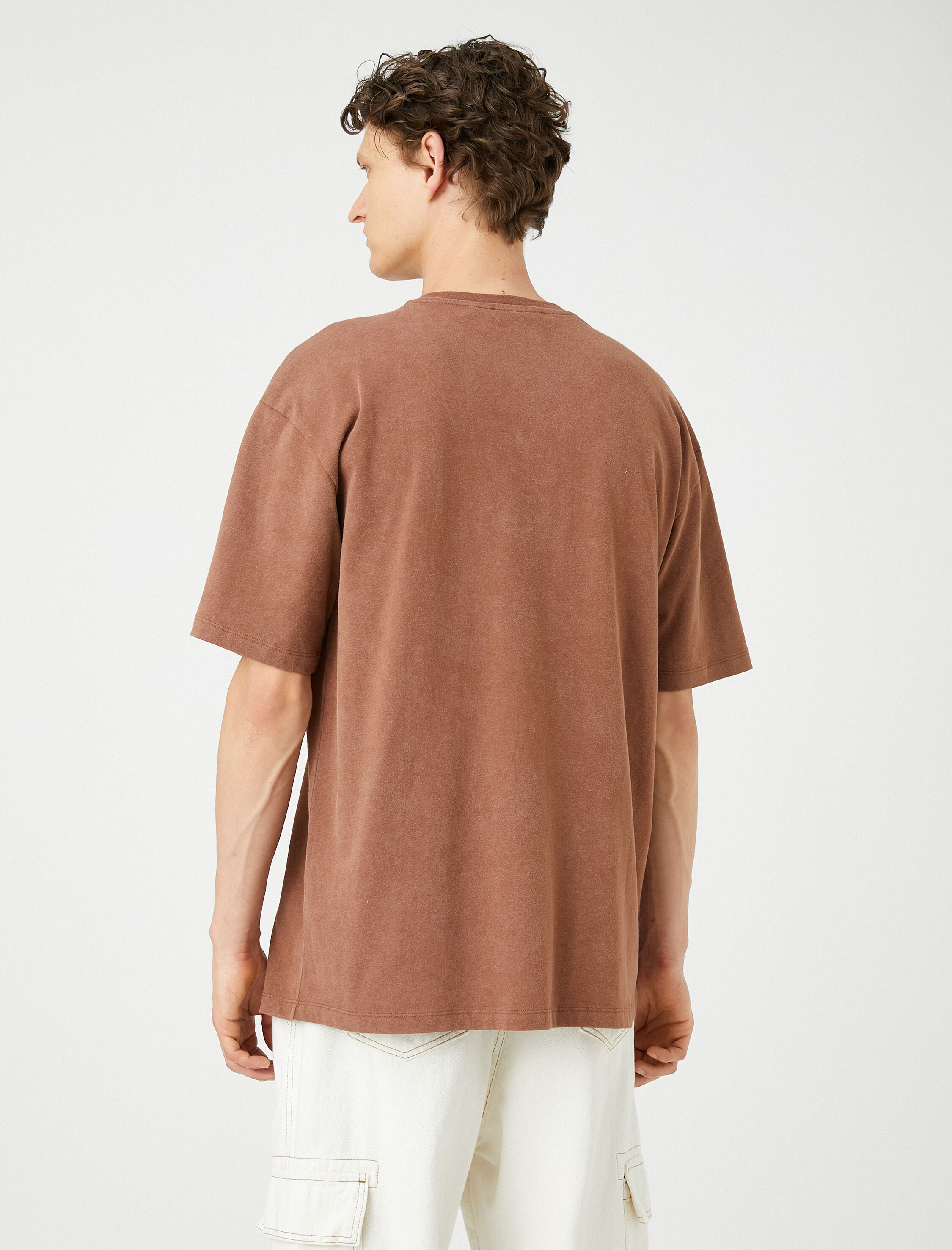   Oversize Tişört Slogan Baskılı Bisiklet Yaka Pamuklu