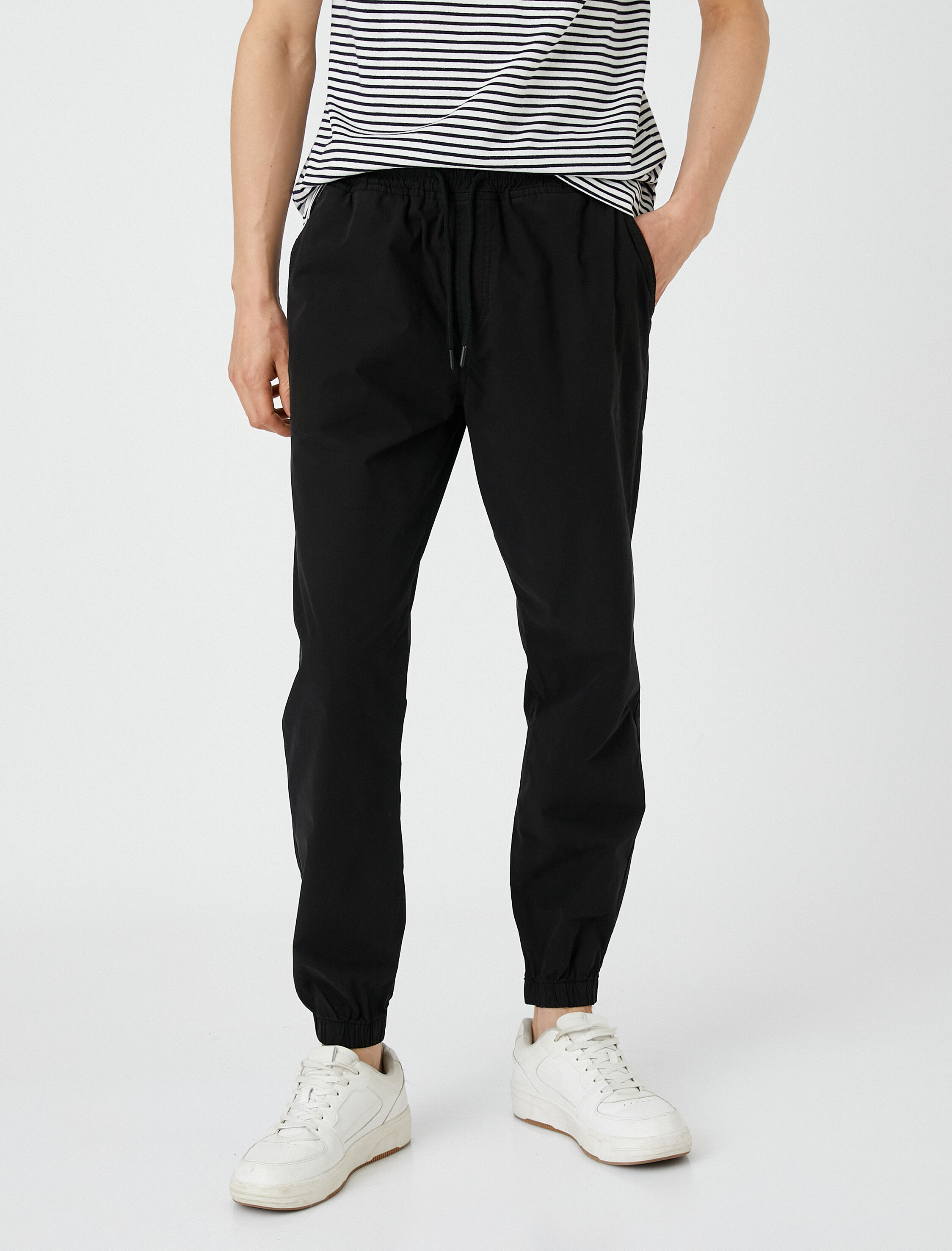   Jogger Pantolon Beli Bağcıklı Cep Detaylı Pamuklu