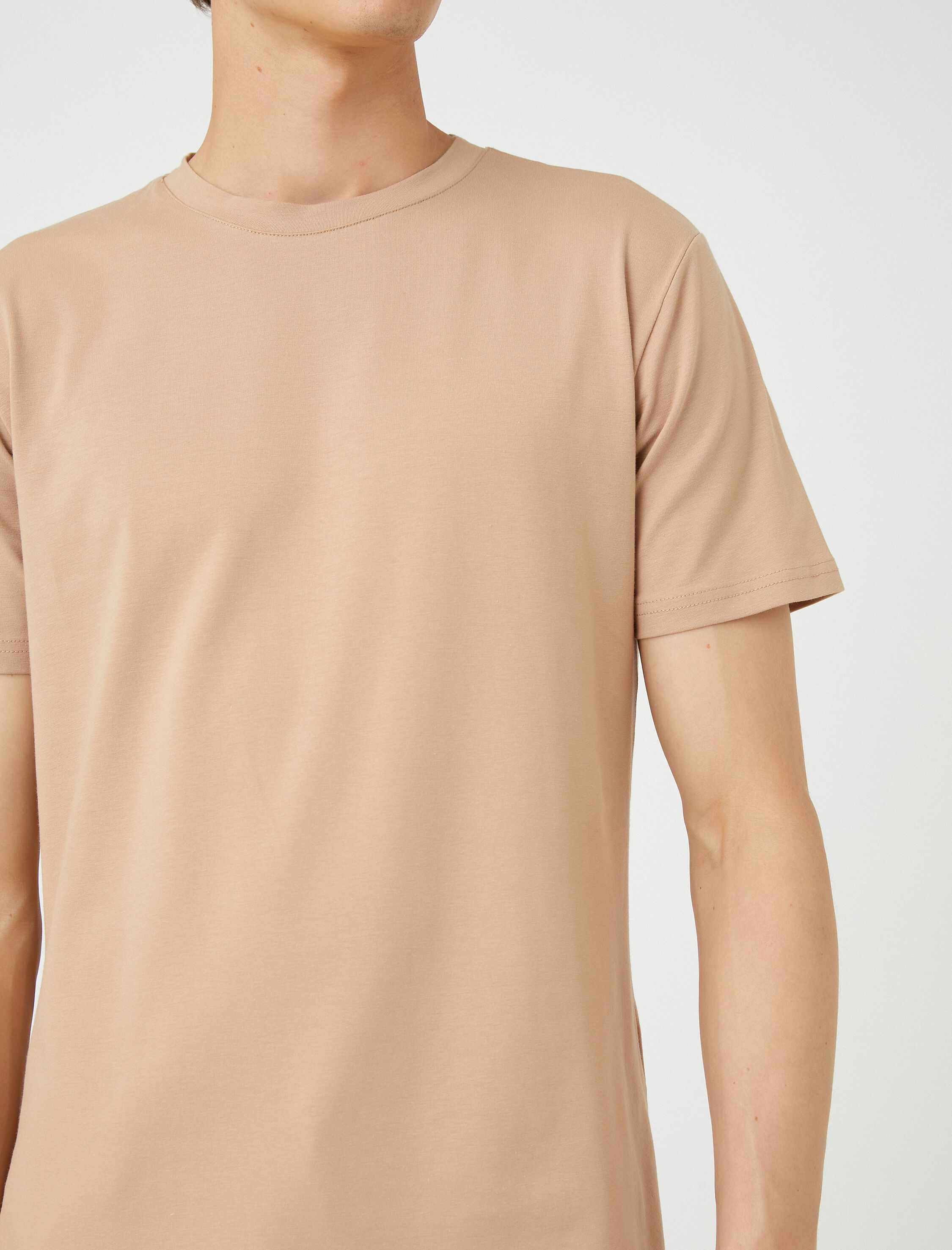   Basic Tişört Kısa Kollu Bisiklet Yaka Dar Kesim