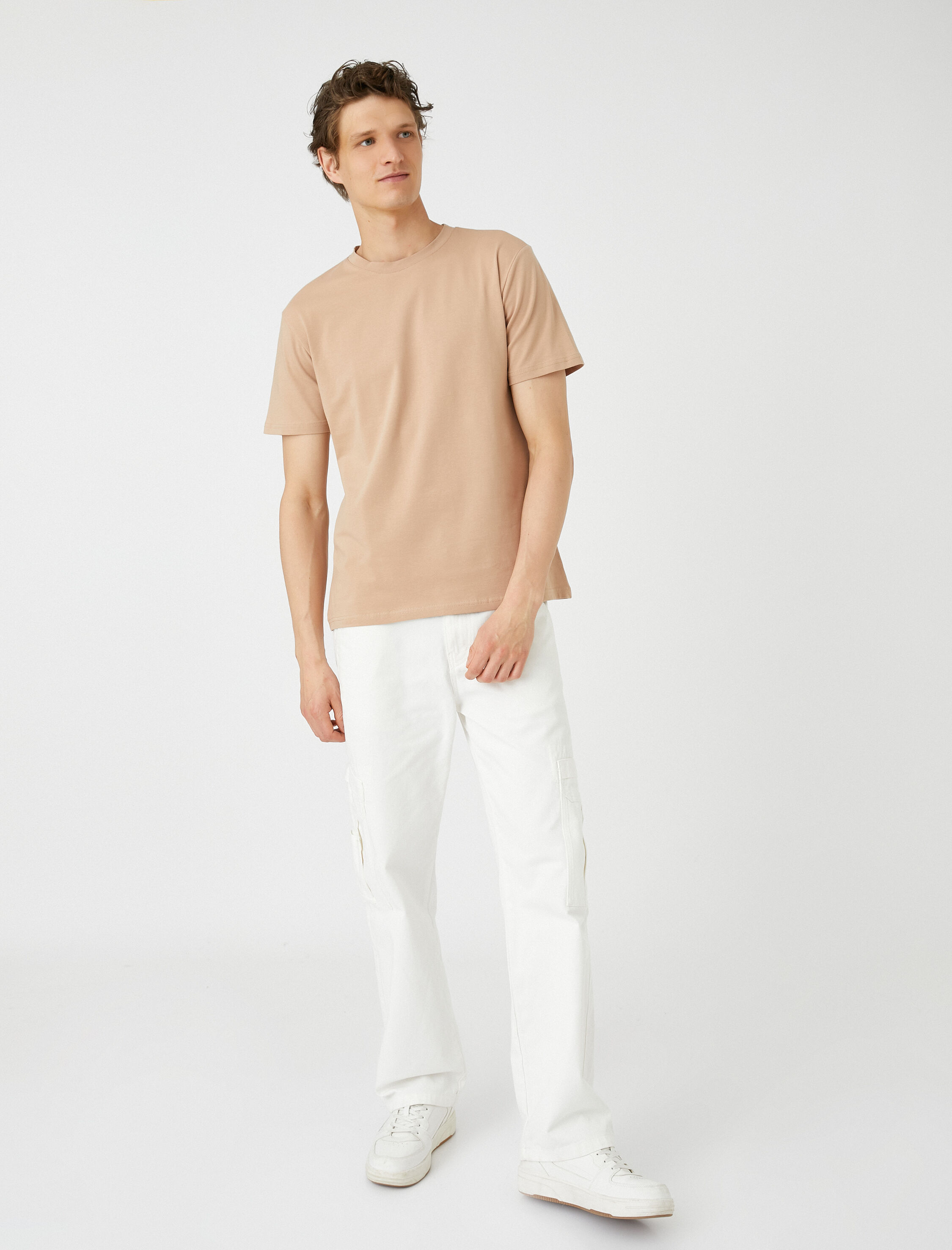   Basic Tişört Kısa Kollu Bisiklet Yaka Dar Kesim