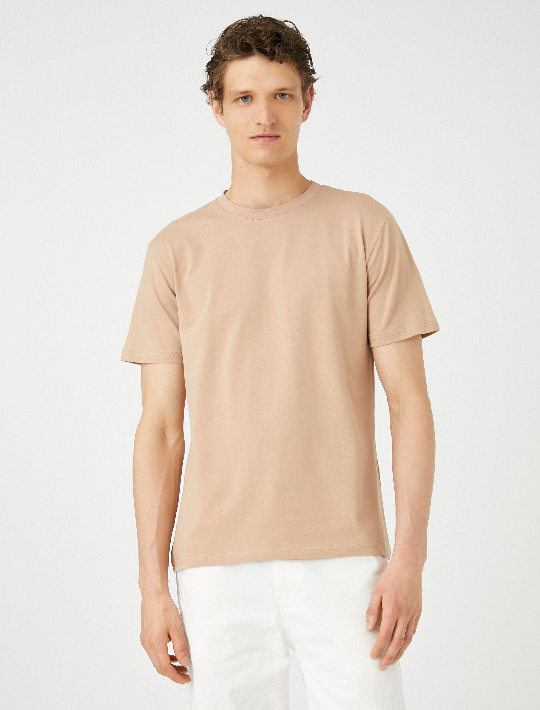   Basic Tişört Kısa Kollu Bisiklet Yaka Dar Kesim