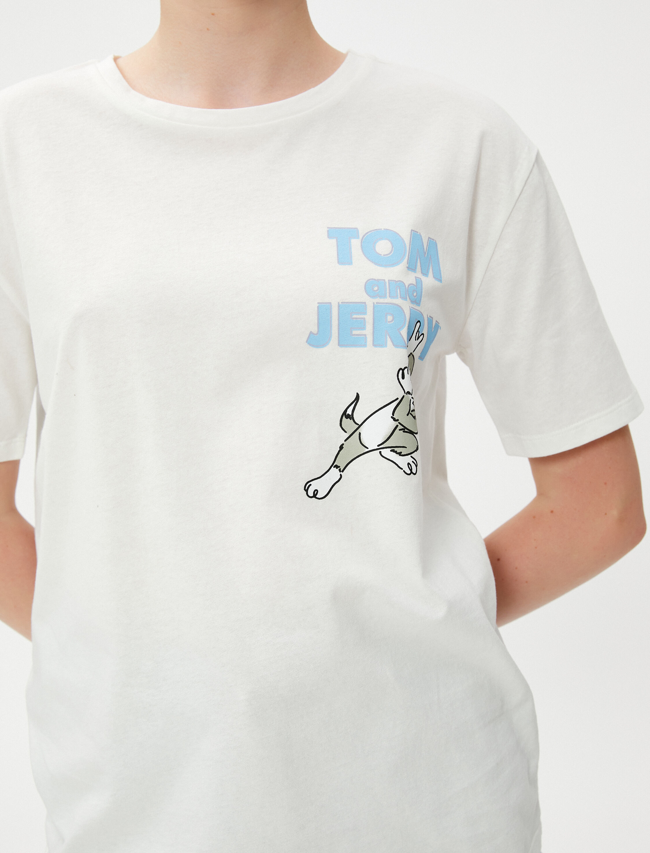   Tom ve Jerry Tişört Lisanslı Kısa Kollu Bisiklet Yaka