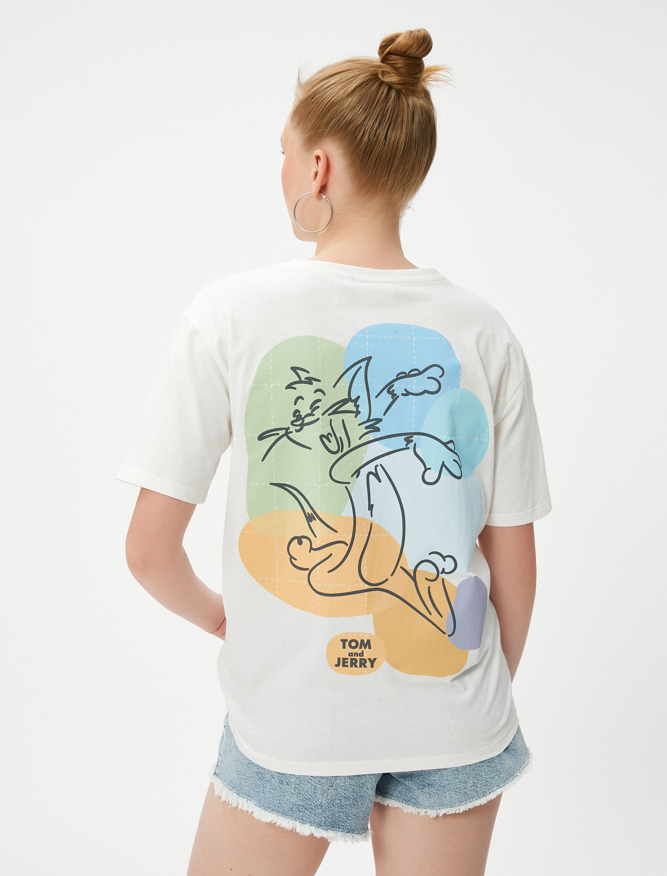   Tom ve Jerry Tişört Lisanslı Kısa Kollu Bisiklet Yaka