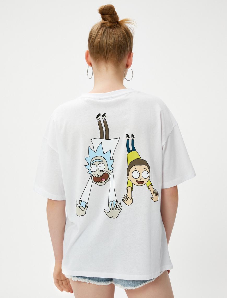   Rick and Morty Tişört Oversize Bisiklet Yaka Kısa Kollu Lisanslı