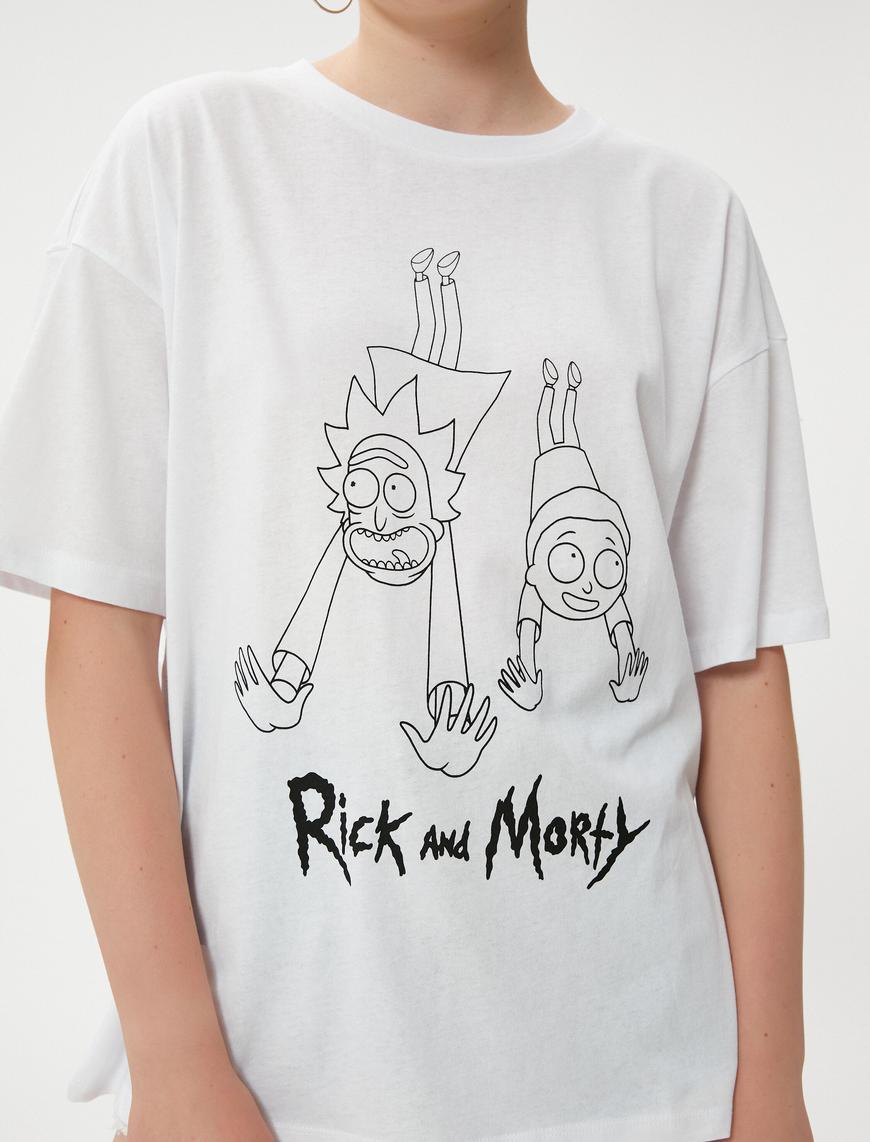   Rick and Morty Tişört Oversize Bisiklet Yaka Kısa Kollu Lisanslı