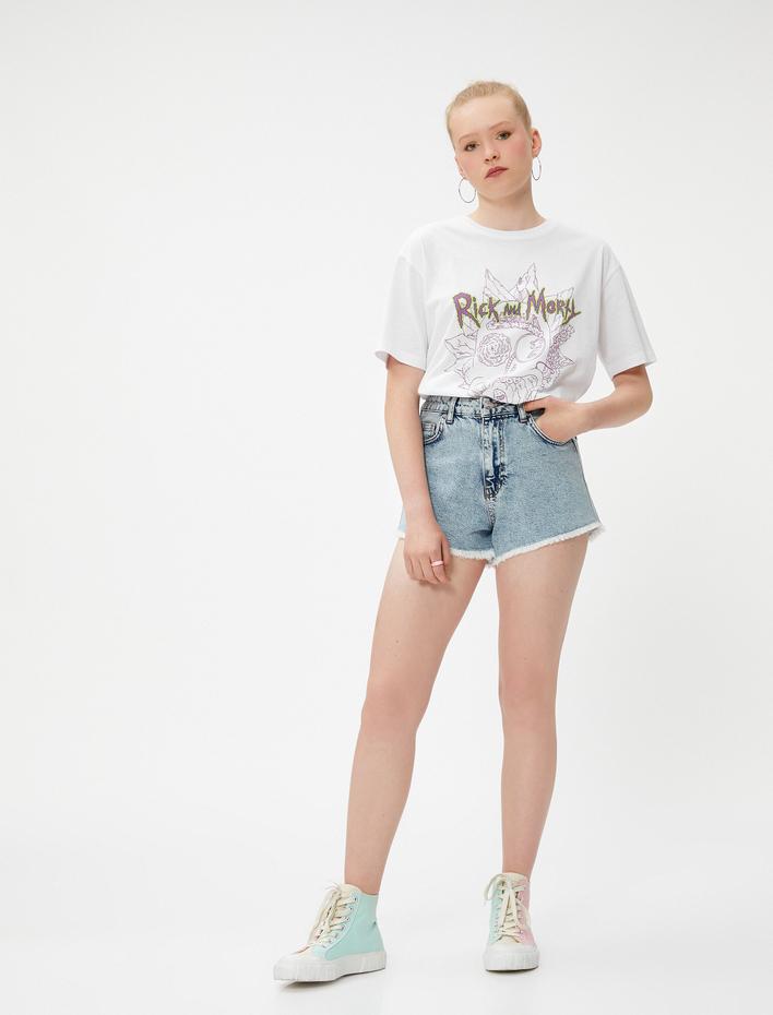  Rick and Morty Tişört Lisanslı Baskılı Bisiklet Yaka Kısa Kollu