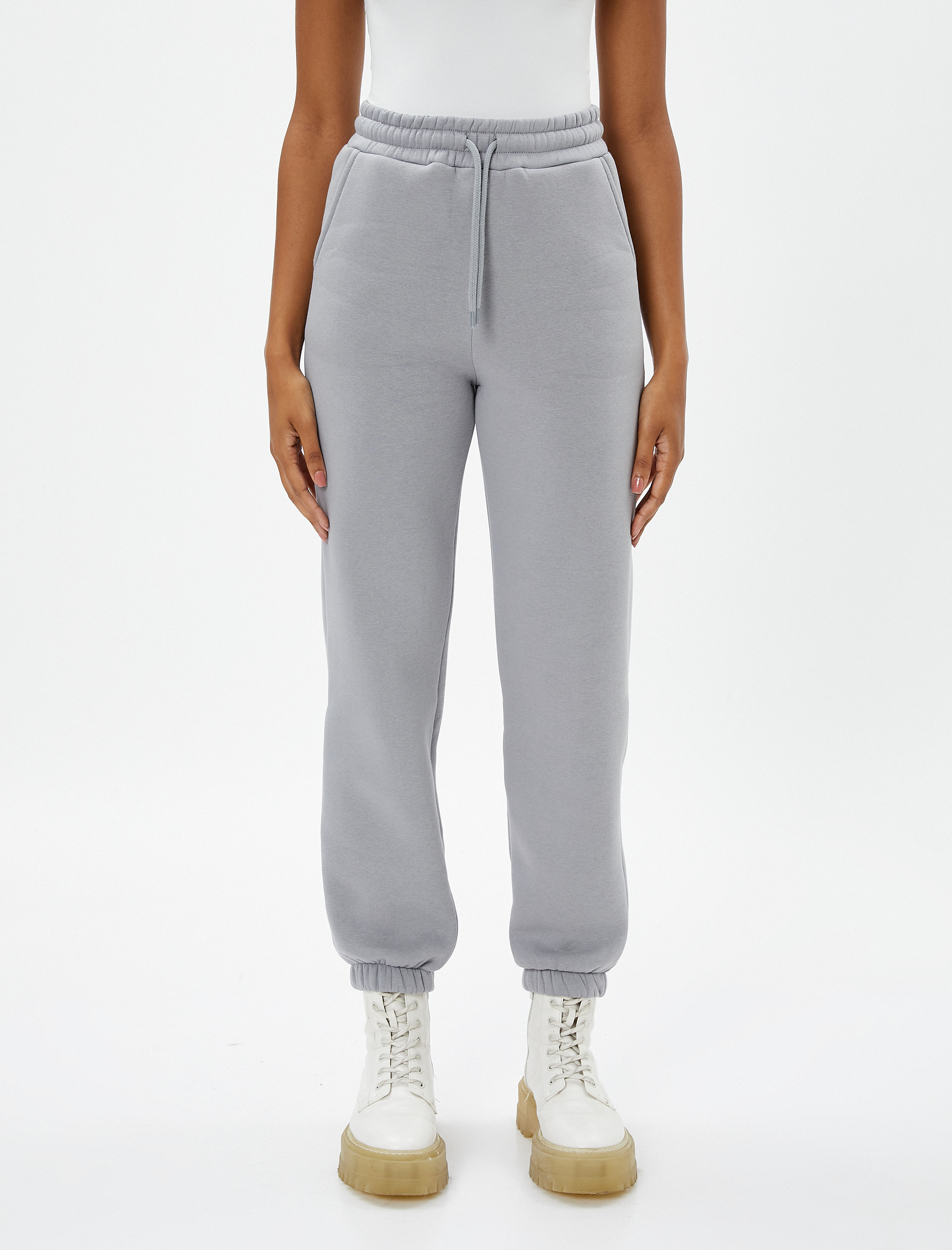   Şardonlu Jogger Eşofman Altı Beli Lastikli Bağcıklı Cep Detaylı