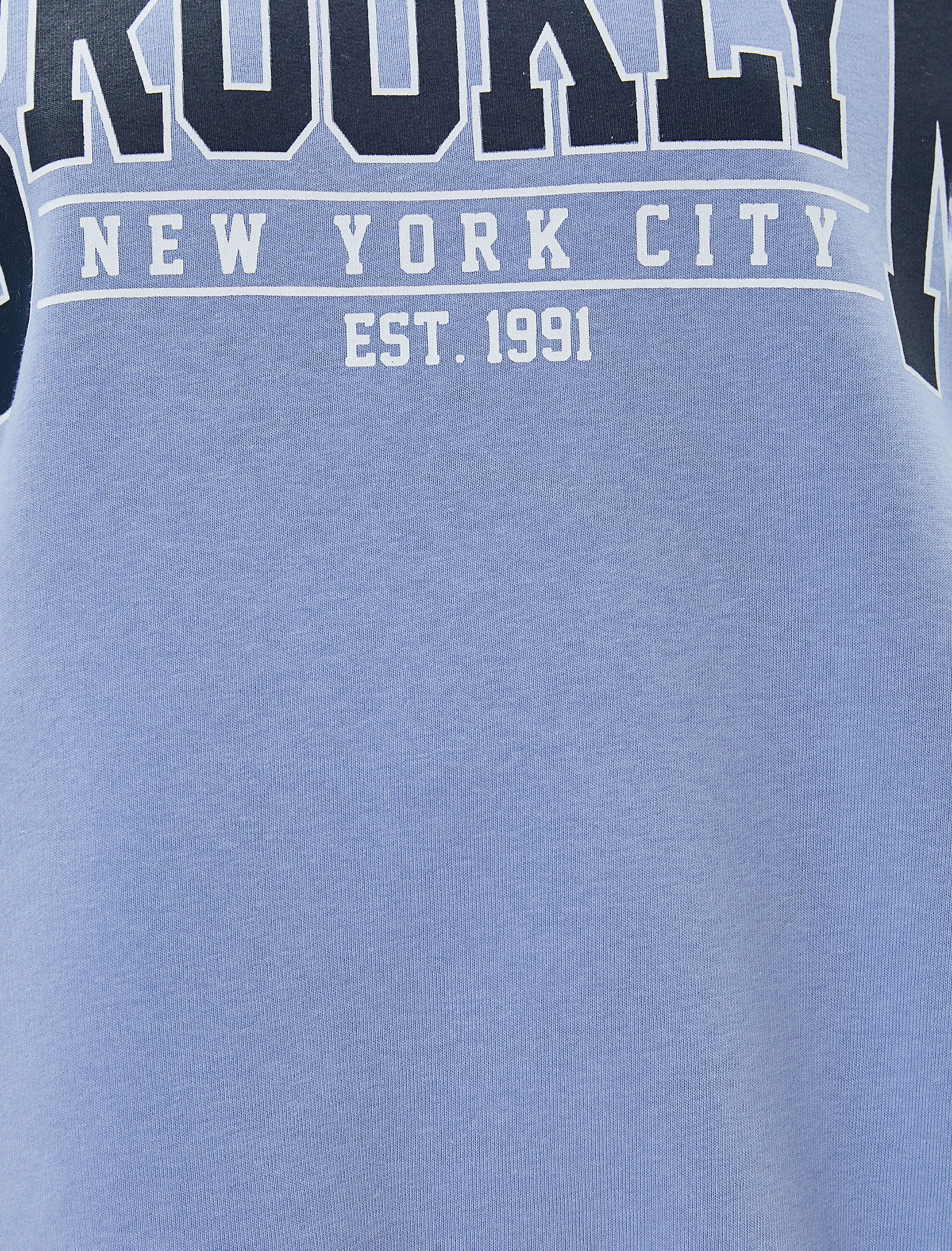   Şardonlu Bisiklet Yaka Sweatshirt Kolej Baskılı Ribanalı Uzun Kollu