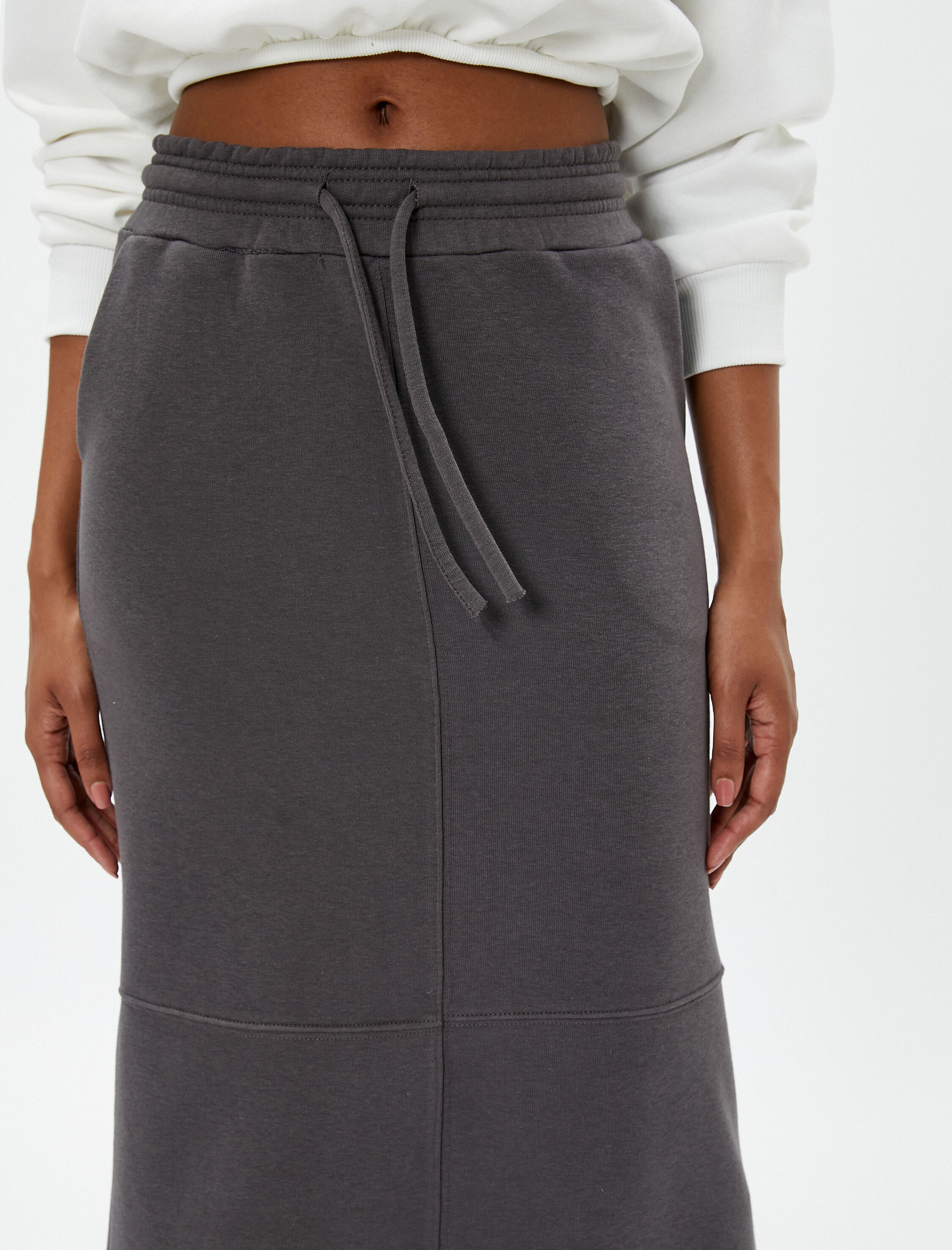   Sweat Midi Etek Beli Bağcıklı Nervürlü