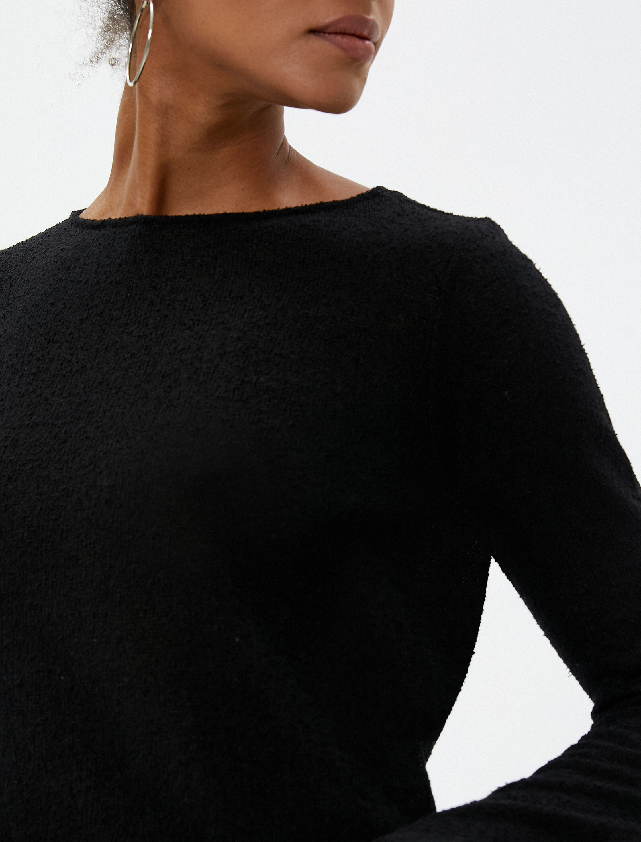   Uzun Kollu Tişört Triko Basic Bisiklet Yaka